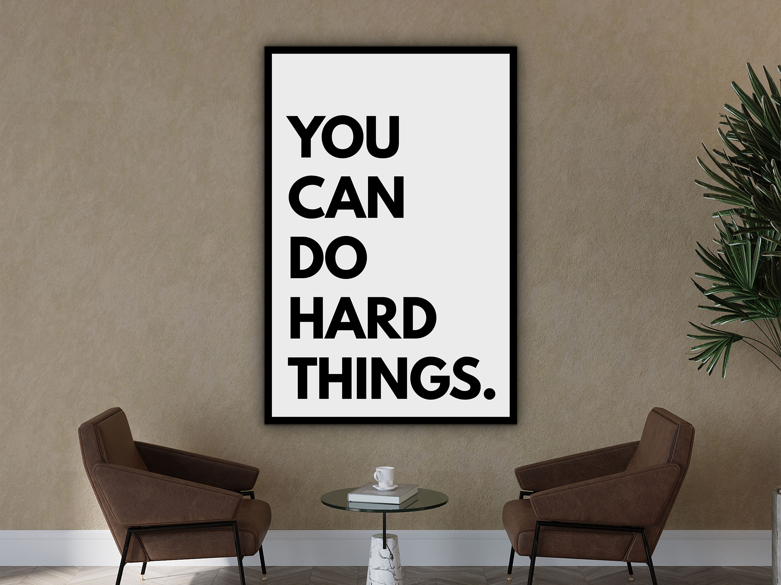 Motivational Wall Art, You Can Do Hard Things Wall Art Canvas, Dream Chasing Prints, Uplifting Artwork, Wall Hanging, Printed on Black Frame