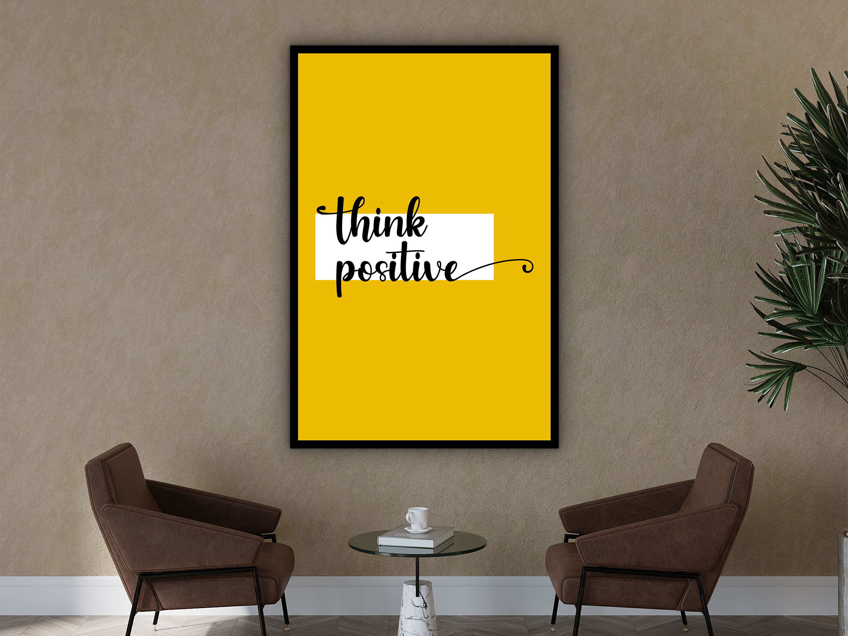 Daily Inspiration Wall Art, Think Positive Canvas, Home and Office Decor, Quotes Affirmation Artwork, Ready to Hang, Printed on Black Frame