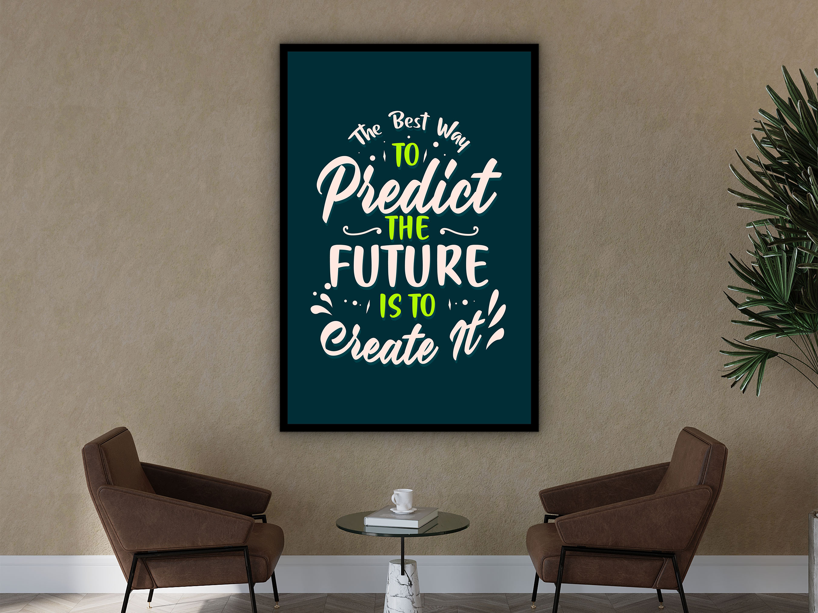 Motivational Wall Art, The Best Way to Predict the Future Is to Create It Canvas, Home & Office Decor, Read to Hang, Printed on Black Frame