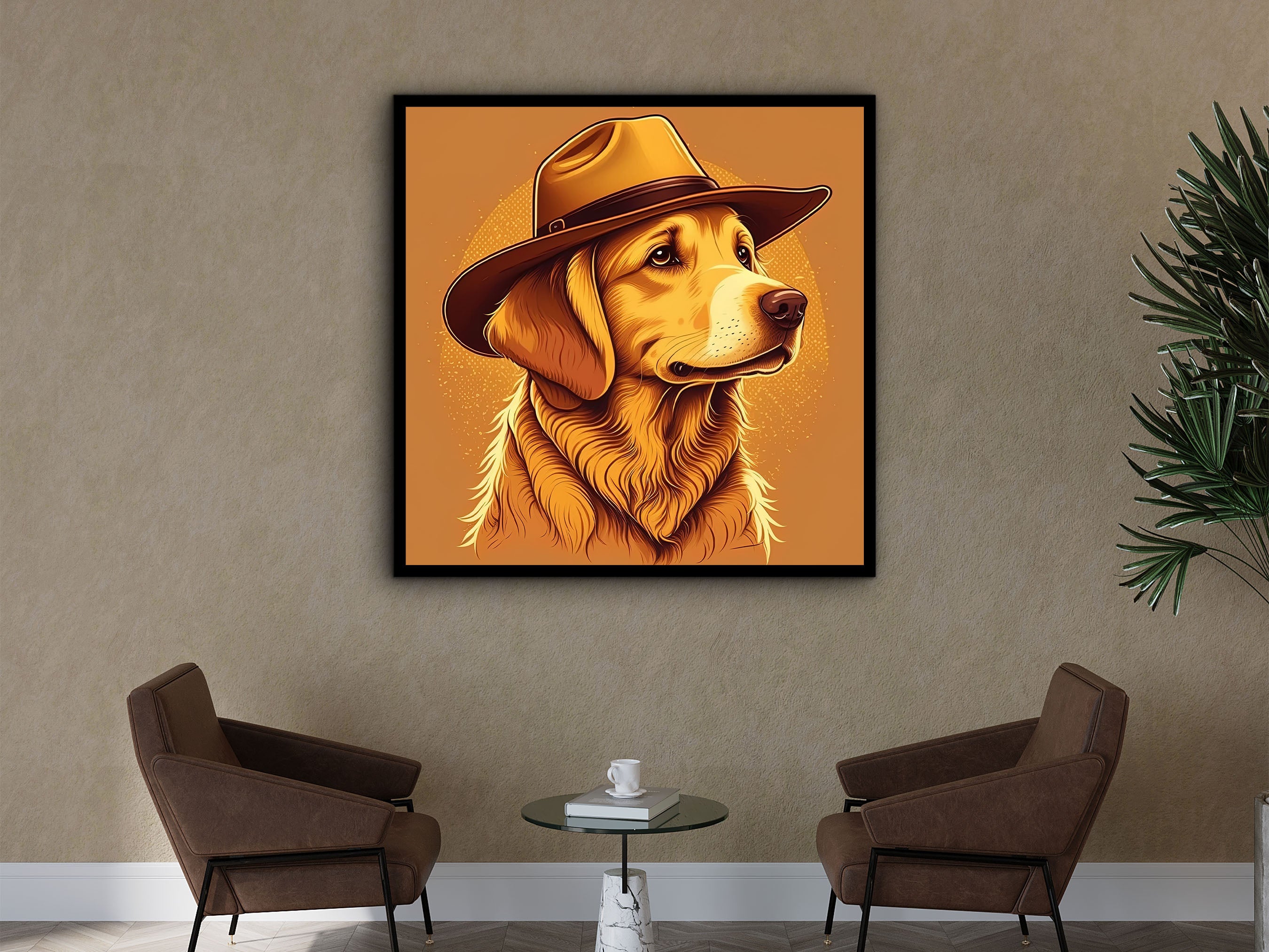 Dog Canvas Wall Art, Animals Modern Home Decor, Dog Wall Decor, Ready to Hang, Cute Dog Print, Unique Gift for Her, Printed on Black Frame