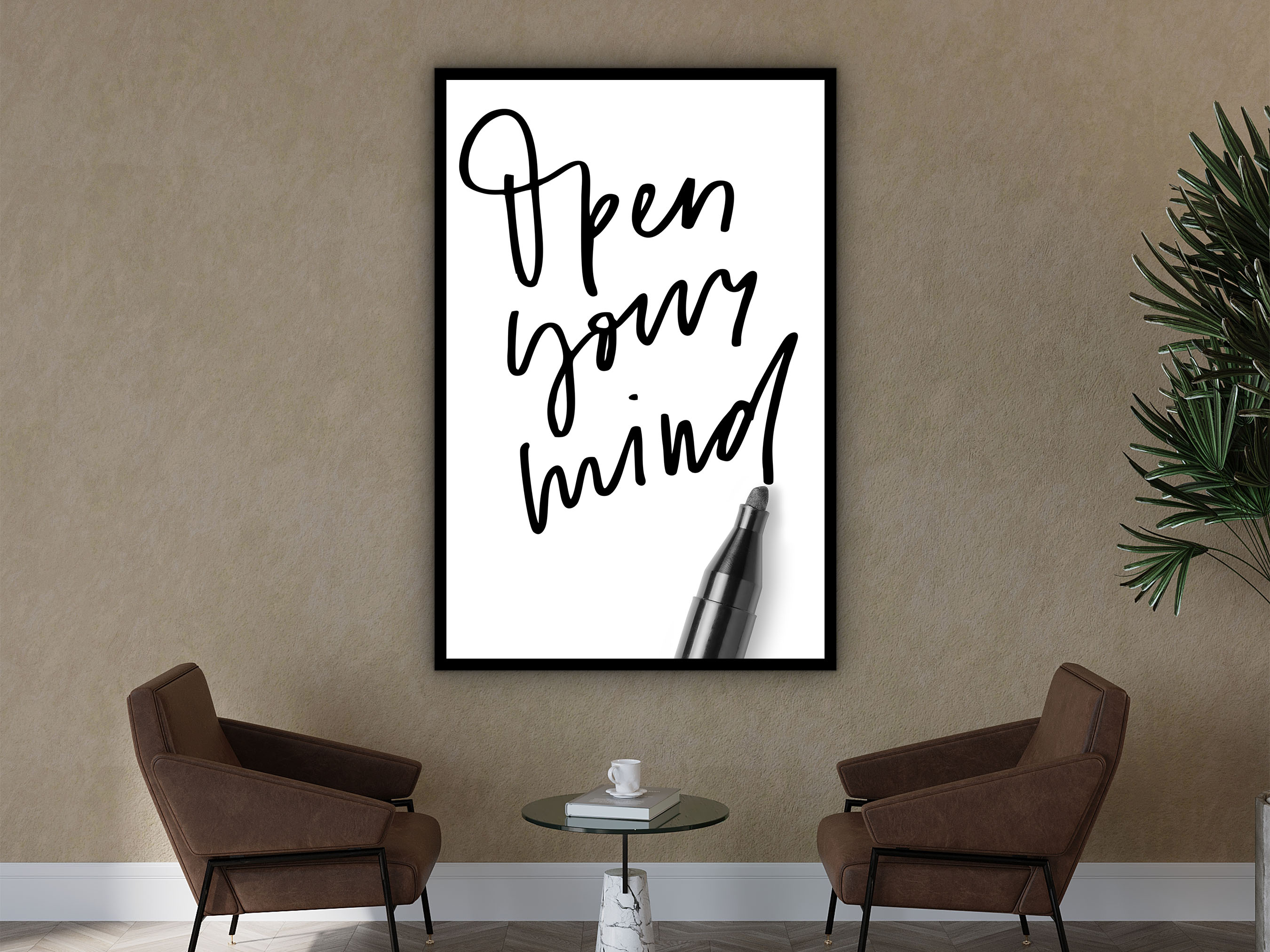 Inspirational Design Canvas Prints, Open Your Mind Wall Art, Modern Home & Office Decor, Ready to Hang, Perfect Gift, Printed on Black Frame