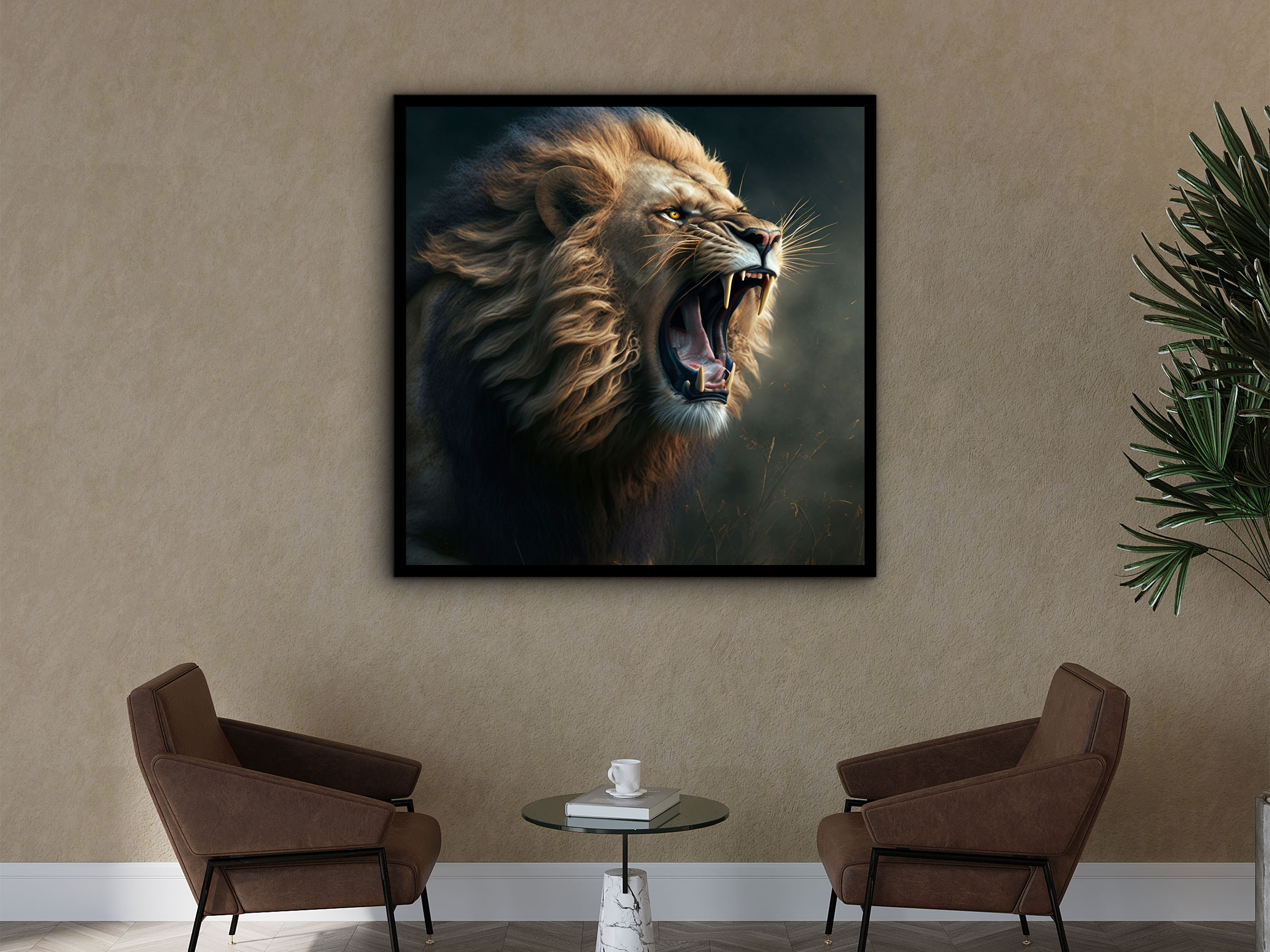 Lion Canvas Wall Art, Animal Modern Design Art, Home Decor, Ready to Hang, Poster Wall Decor, Perfect Gift for Her, Printed on Black Frame