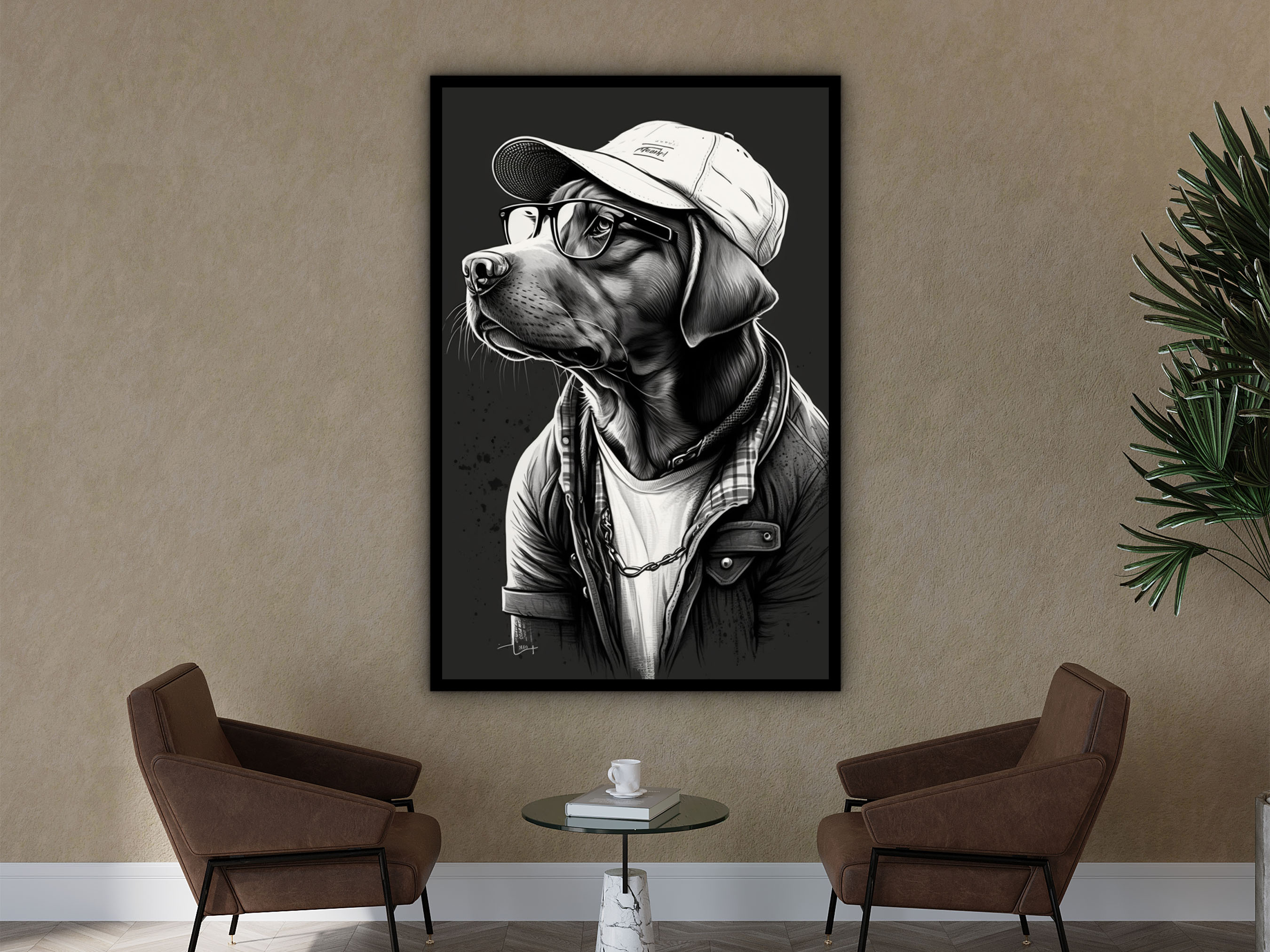 Dog Canvas Wall Art, Animals Modern Design Home Decor, Ready to Hang, Dog Canvas Print, Pet Them Decor, Perfect Gift, Printed on Black Frame