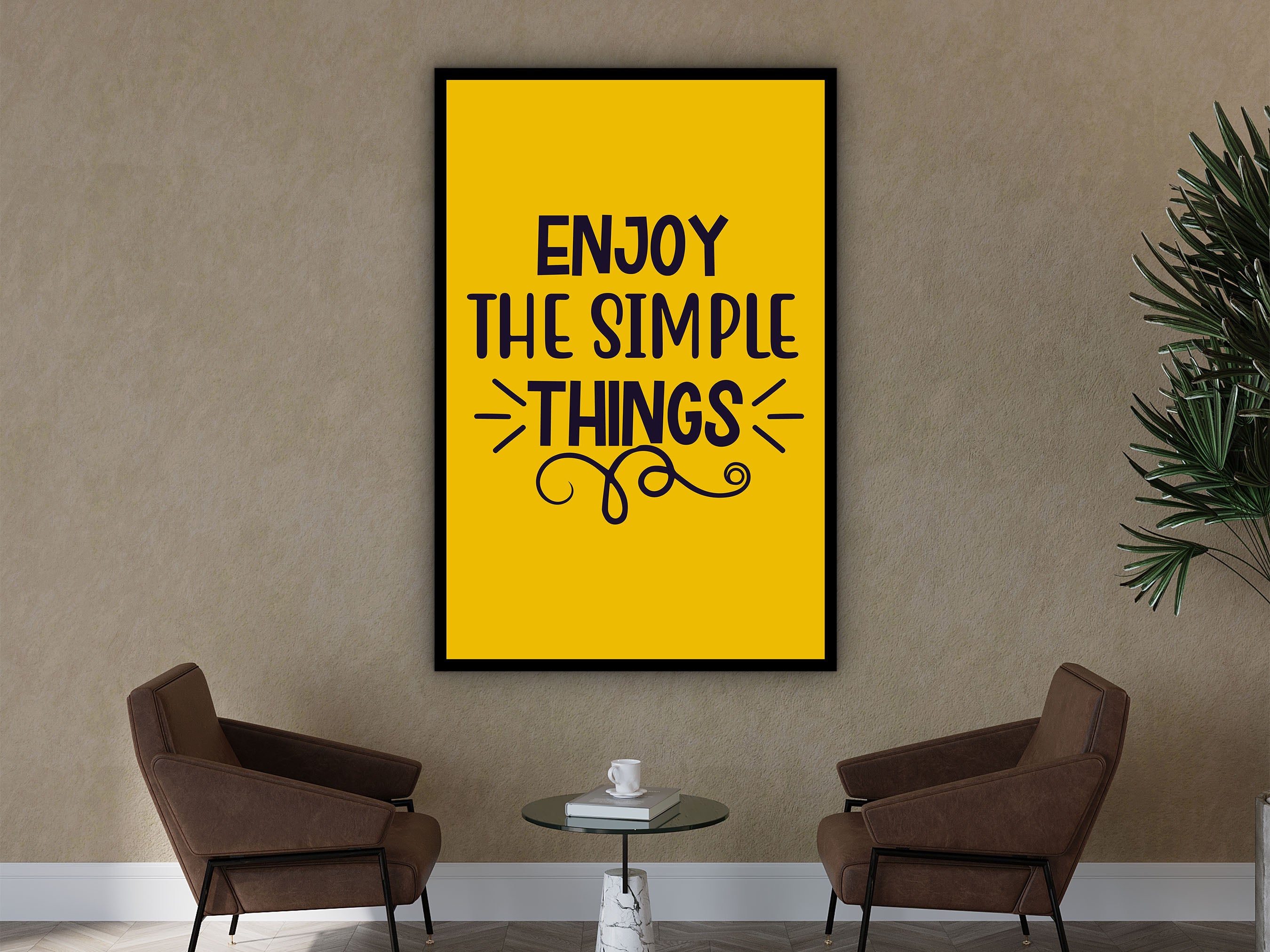 Positive Quotes Wall Art, Enjoy the Simple Things Canvas, Affirmation Artwork, Home & Office Decor, Perfect Gift, Printed on Black Frame