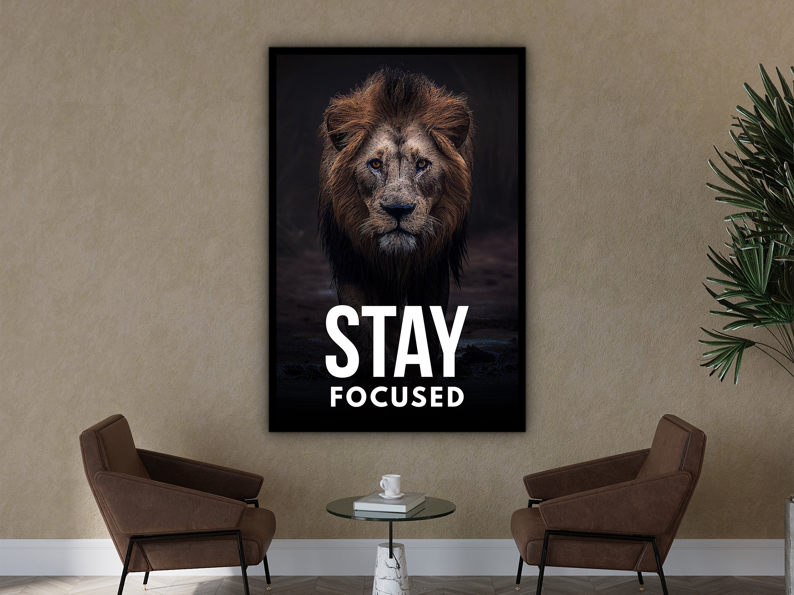 Stay Focused Wall Art, Motivational Canvas Art, Modern Home & Office Wall Decor, Ready to Hang, Gift Idea for Him, Printed on Black Frame