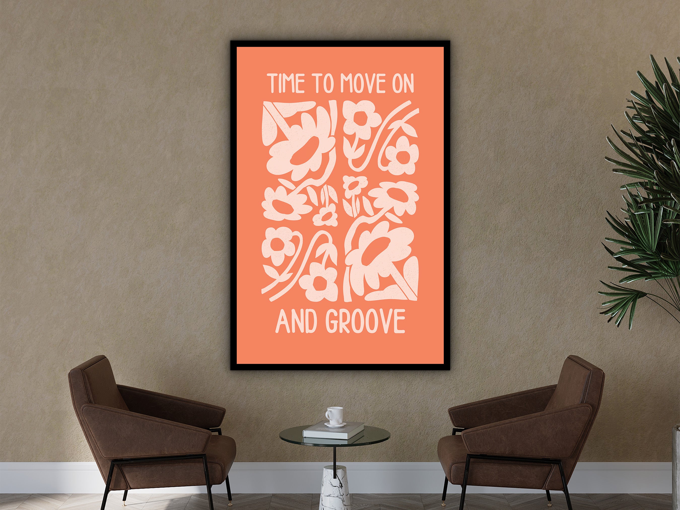 Motivational Wall Art, Time to Move On Groove Wall Art Canvas, Office Wall Decor, Affirmation Artwork, Ready to Hang, Printed on Black Frame