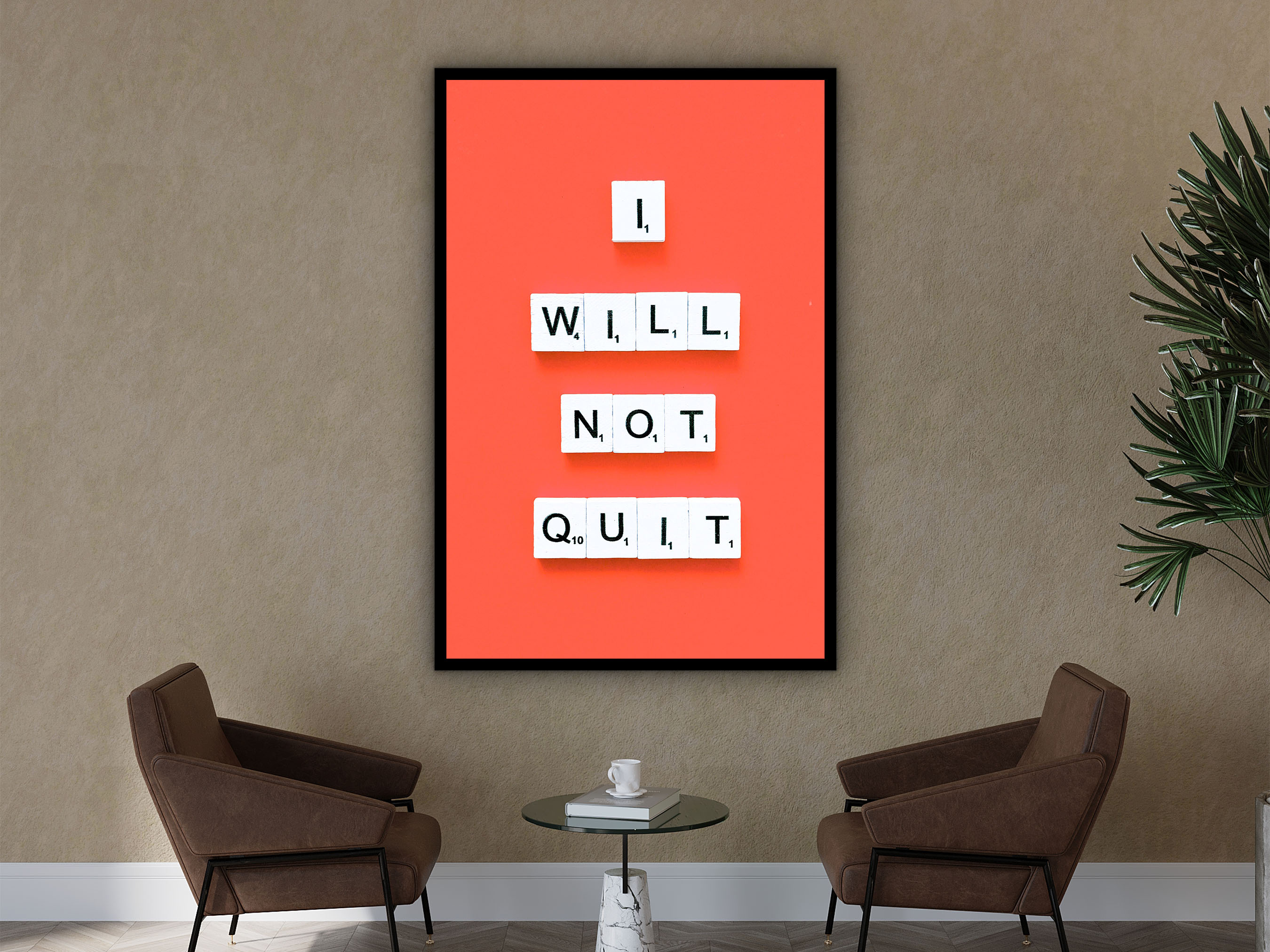 Daily Inspirational Wall Art, I Will Not Quit Canvas, Beautiful Home & Office Decor, Ready to Hang, Gift for Her, Printed on Black Frame