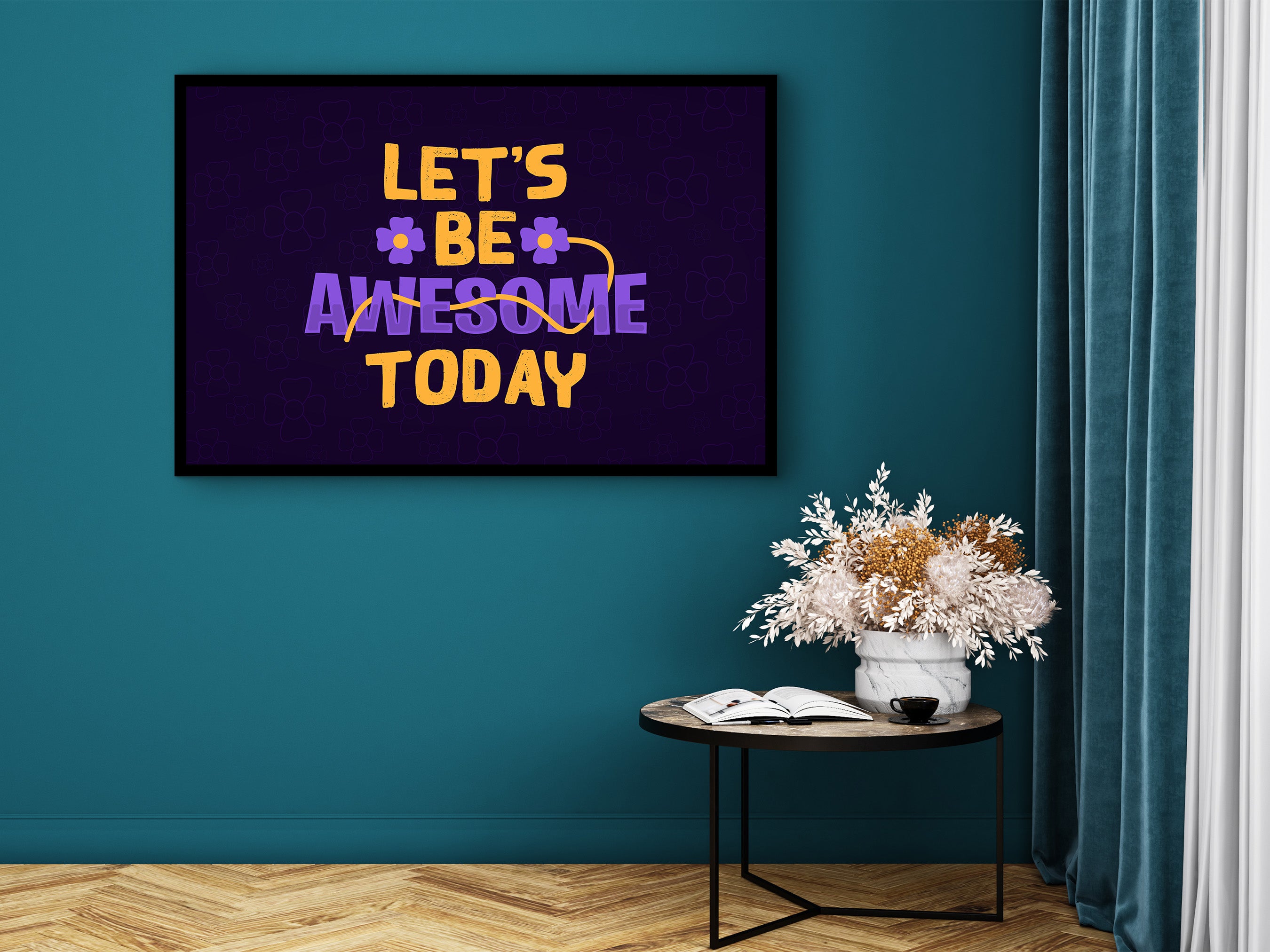 Motivational Wall Art, Let's Be Awesome Today Canvas, Personal Growth Artwork, Home & Office Decor, Ready to Hang, Printed on Black Frame