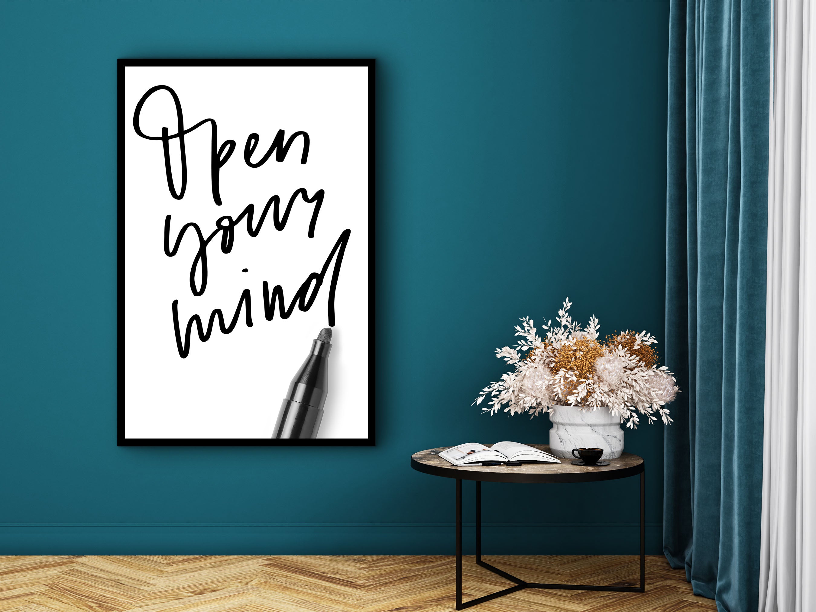 Inspirational Design Canvas Prints, Open Your Mind Wall Art, Modern Home & Office Decor, Ready to Hang, Perfect Gift, Printed on Black Frame