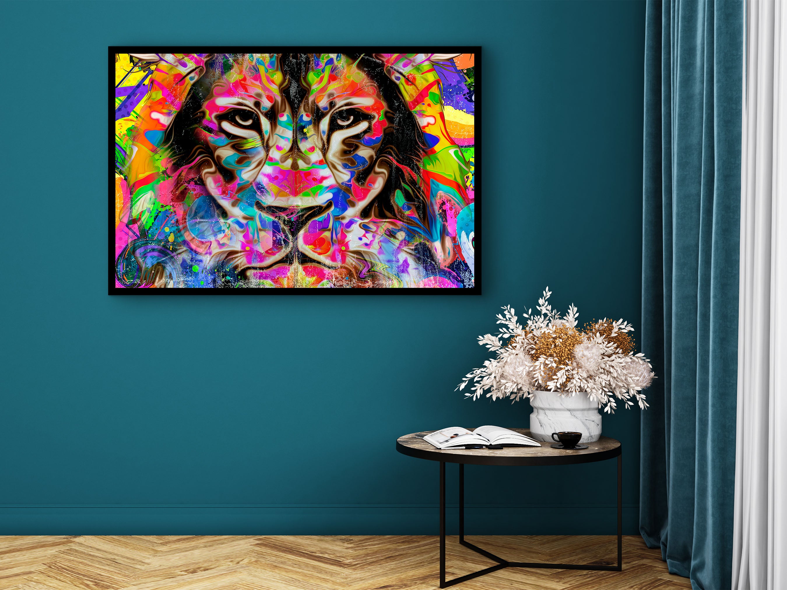 Motivation Modern Lion Canvas Wall Art, Modern Design Home Decor, Ready to Hang, Unique Gift