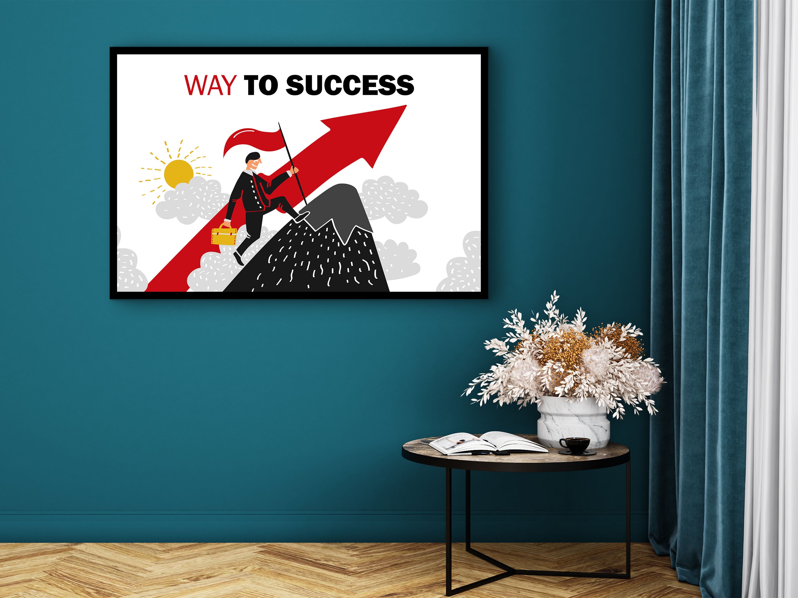 Way To Success Wall Art, Motivational Canvas Wall Art, Home & Office Decor, Ready to Hang, Printed on Black Frame, Gift for Him, Gift Idea