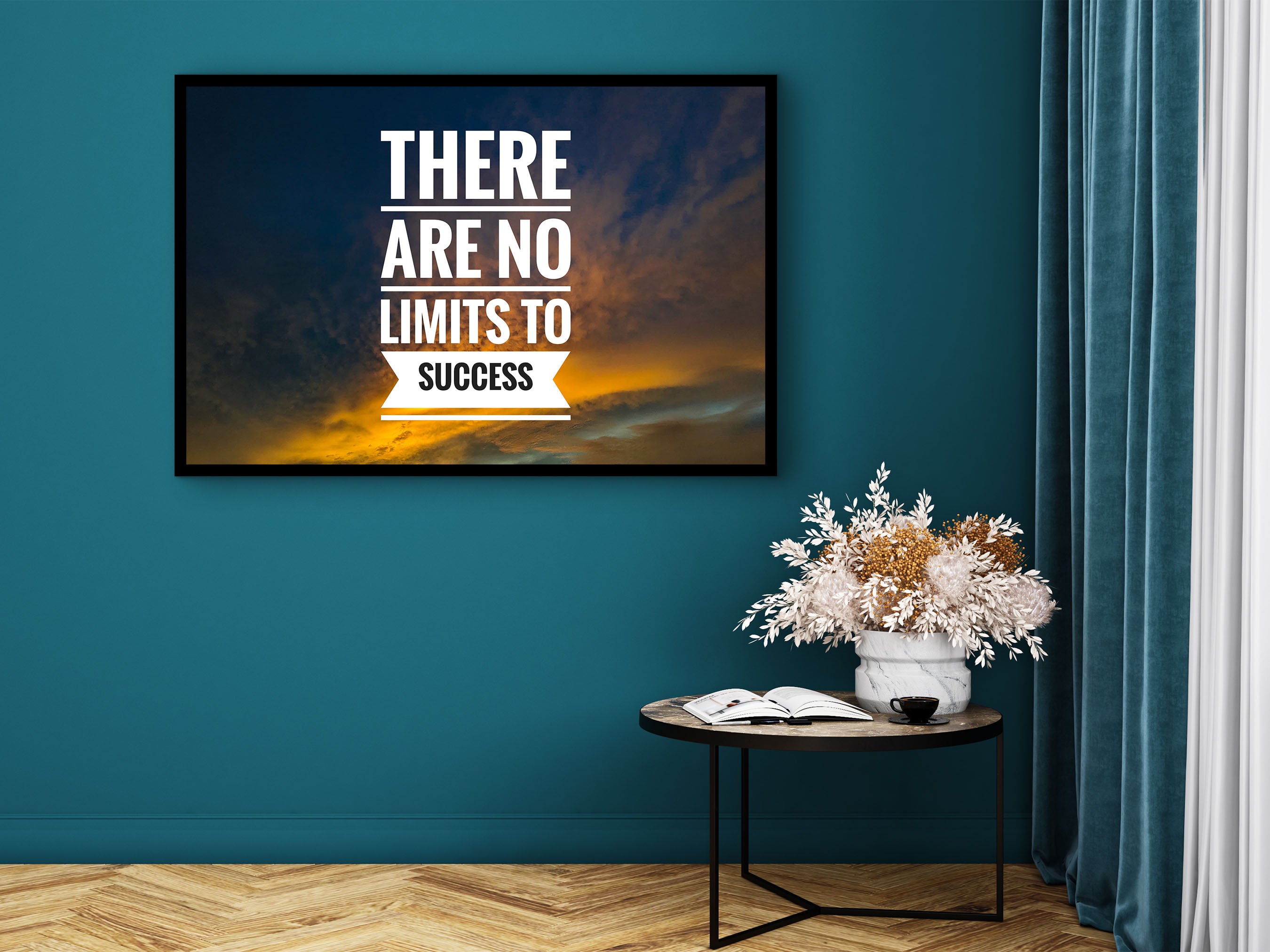 There Are No Limits to Success Canvas Wall Art, Home and Office Decor, Motivational Art, Unique Gift, Ready to Hang, Printed on Black Frame