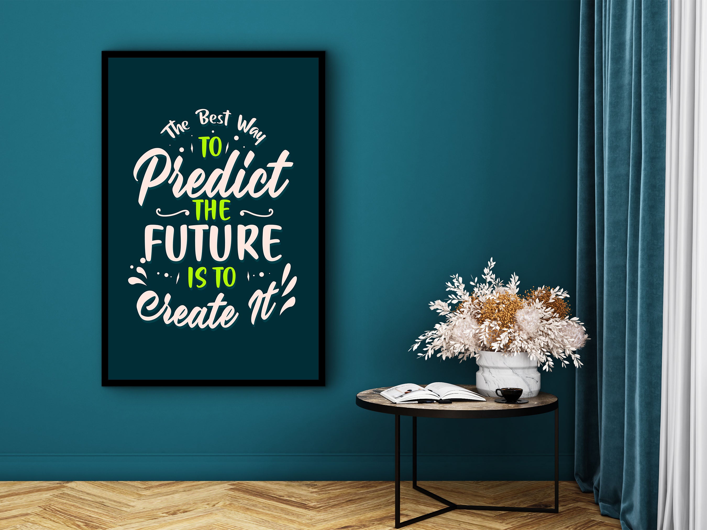 Motivational Wall Art, The Best Way to Predict the Future Is to Create It Canvas, Home & Office Decor, Read to Hang, Printed on Black Frame