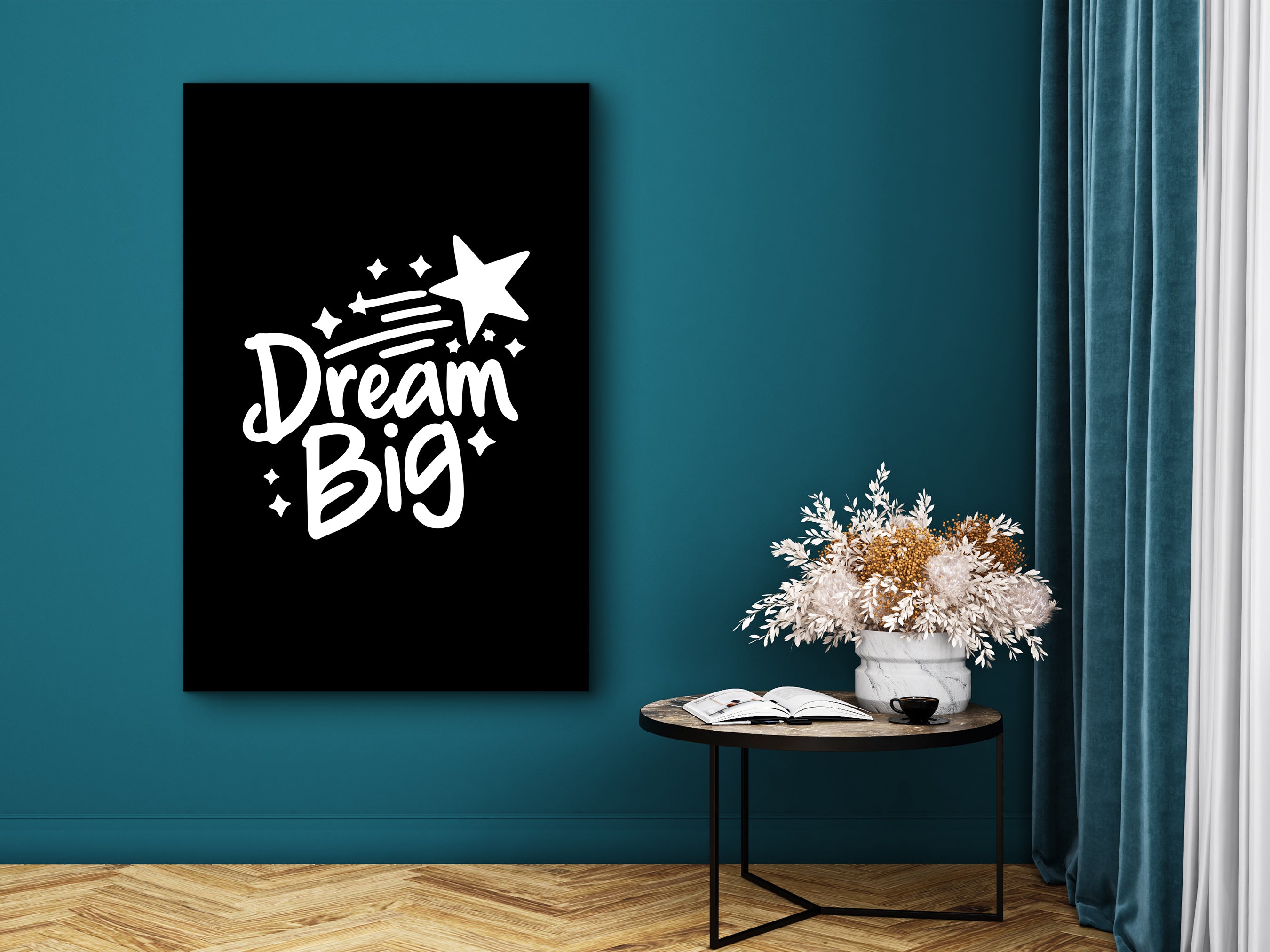 Dream Big Wall Art, Motivational Canvas Wall Art, Modern Home & Office Wall Decor, Ready to Hang, Printed on Black Frame, Gift Idea for Him