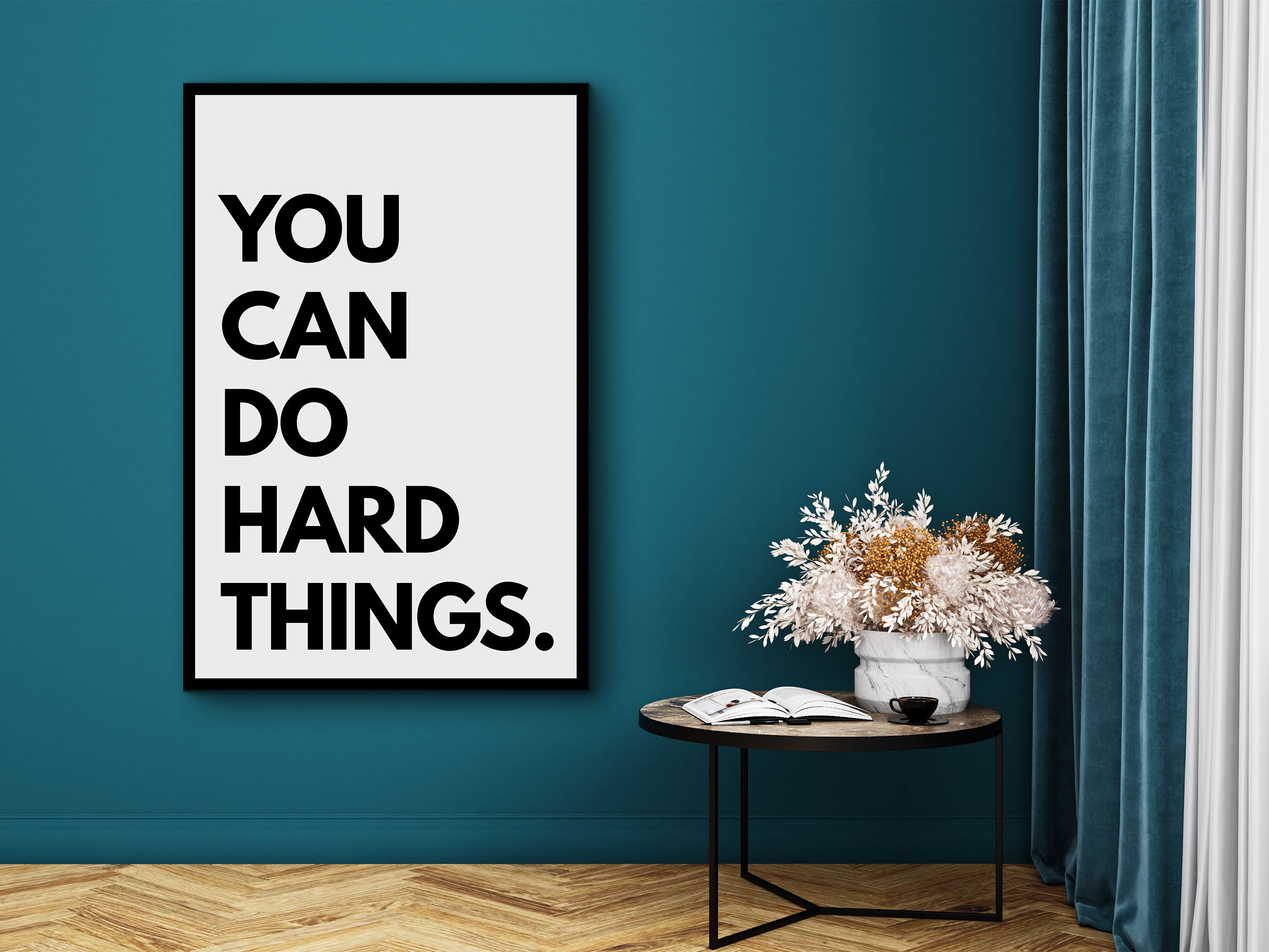 Motivational Wall Art, You Can Do Hard Things Wall Art Canvas, Dream Chasing Prints, Uplifting Artwork, Wall Hanging, Printed on Black Frame