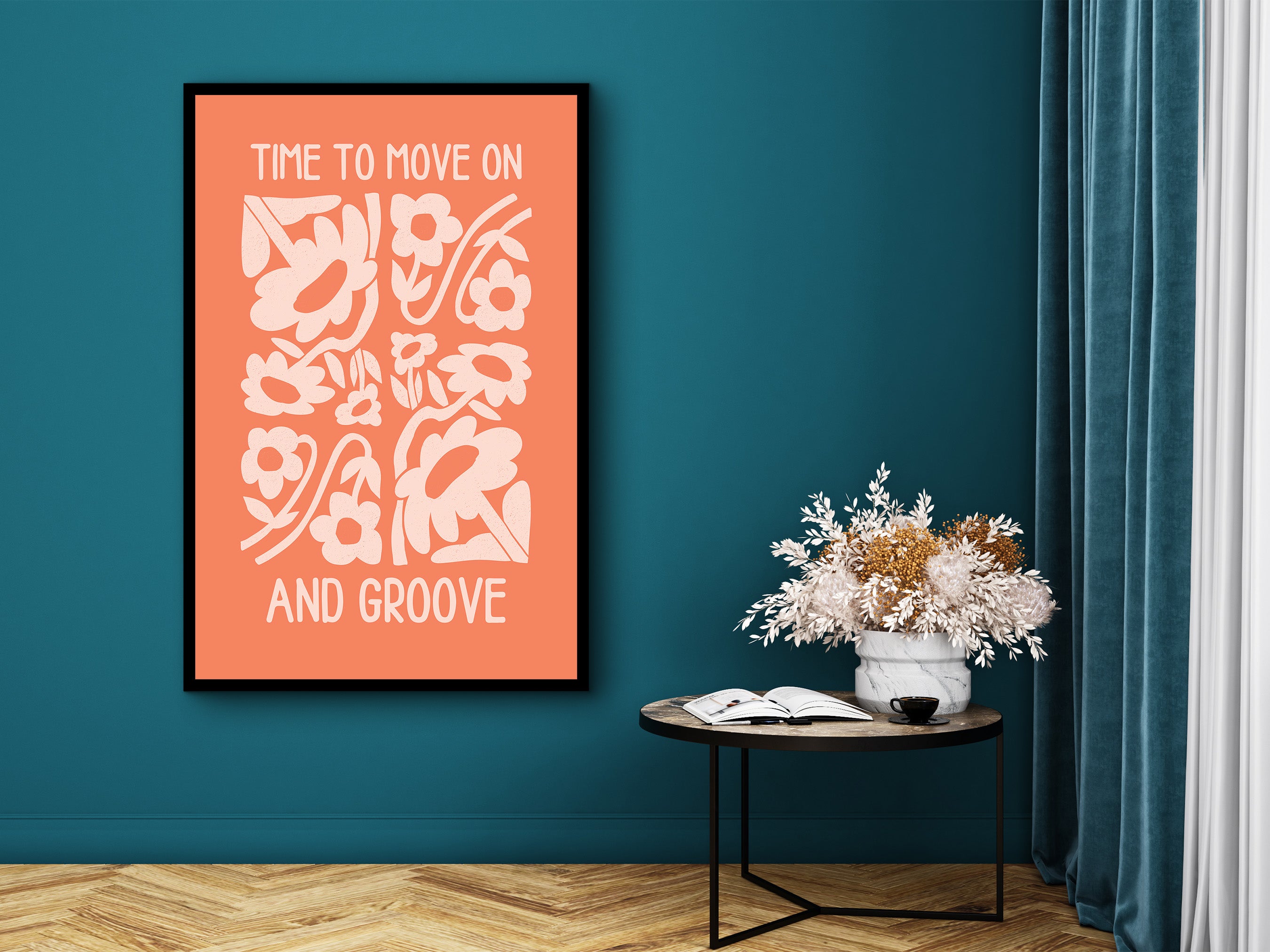 Motivational Wall Art, Time to Move On Groove Wall Art Canvas, Office Wall Decor, Affirmation Artwork, Ready to Hang, Printed on Black Frame