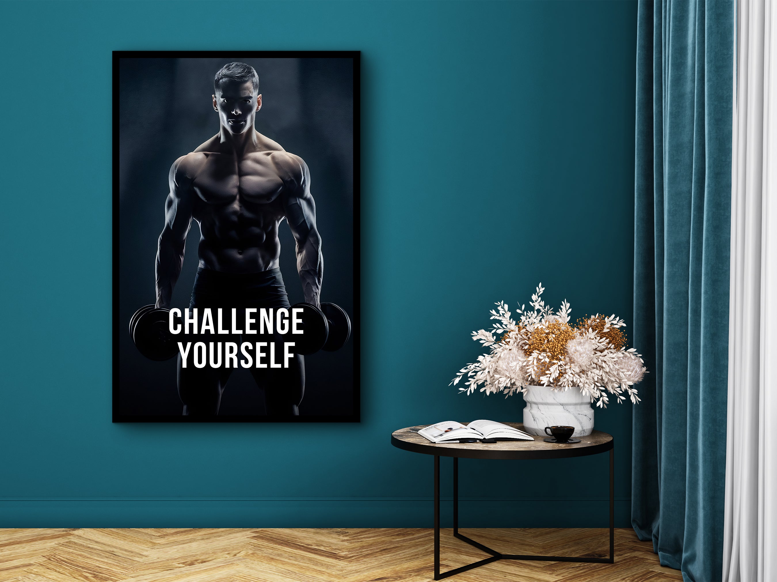 Challenge Yourself Wall Art, Motivational Canvas, Modern Home & Office Wall Decor, Ready to Hang, Gift Idea for Him, Printed on Black Frame