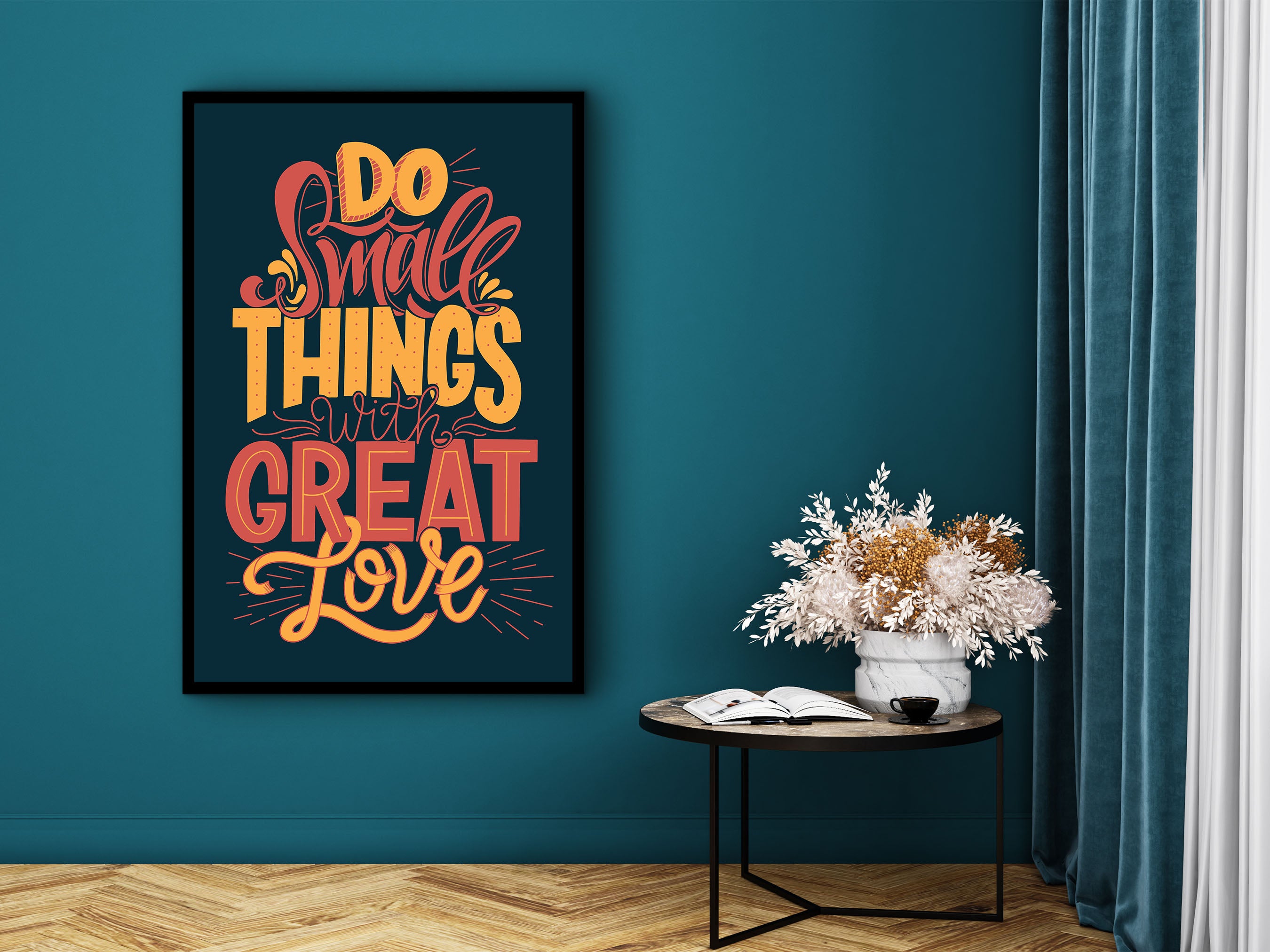 Do Small Things With Great Love Canvas Wall Art, Modern Design Home & Office Decor, Motivational Wall Art, Ready to Hang, Printed on Black Frame