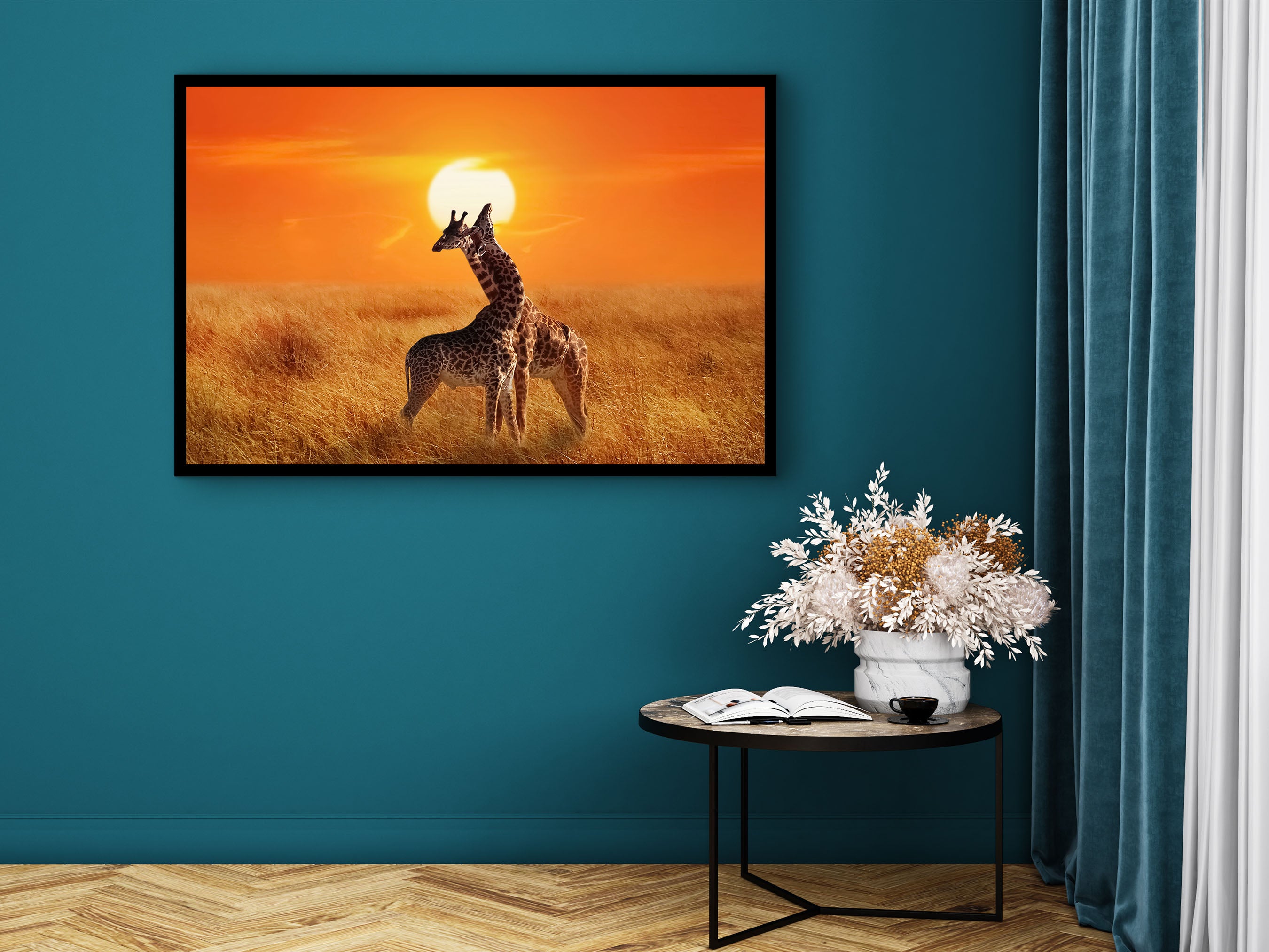 Giraffe Canvas Wall Art, Animals Modern Design Home Decor, Animal Painting Wall Art, Ready to Hang, Perfect Gift, Printed on Black Frame