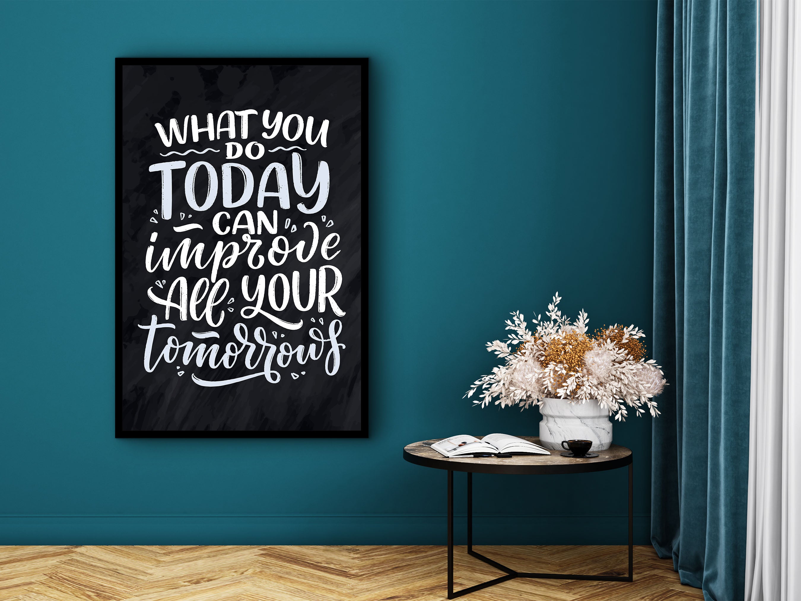 Self Motivation Wall Art, What You Do Today Can Improve Tomorrows Canvas, Home and Office Wall Decor, Perfect Gift, Printed on Black Frame