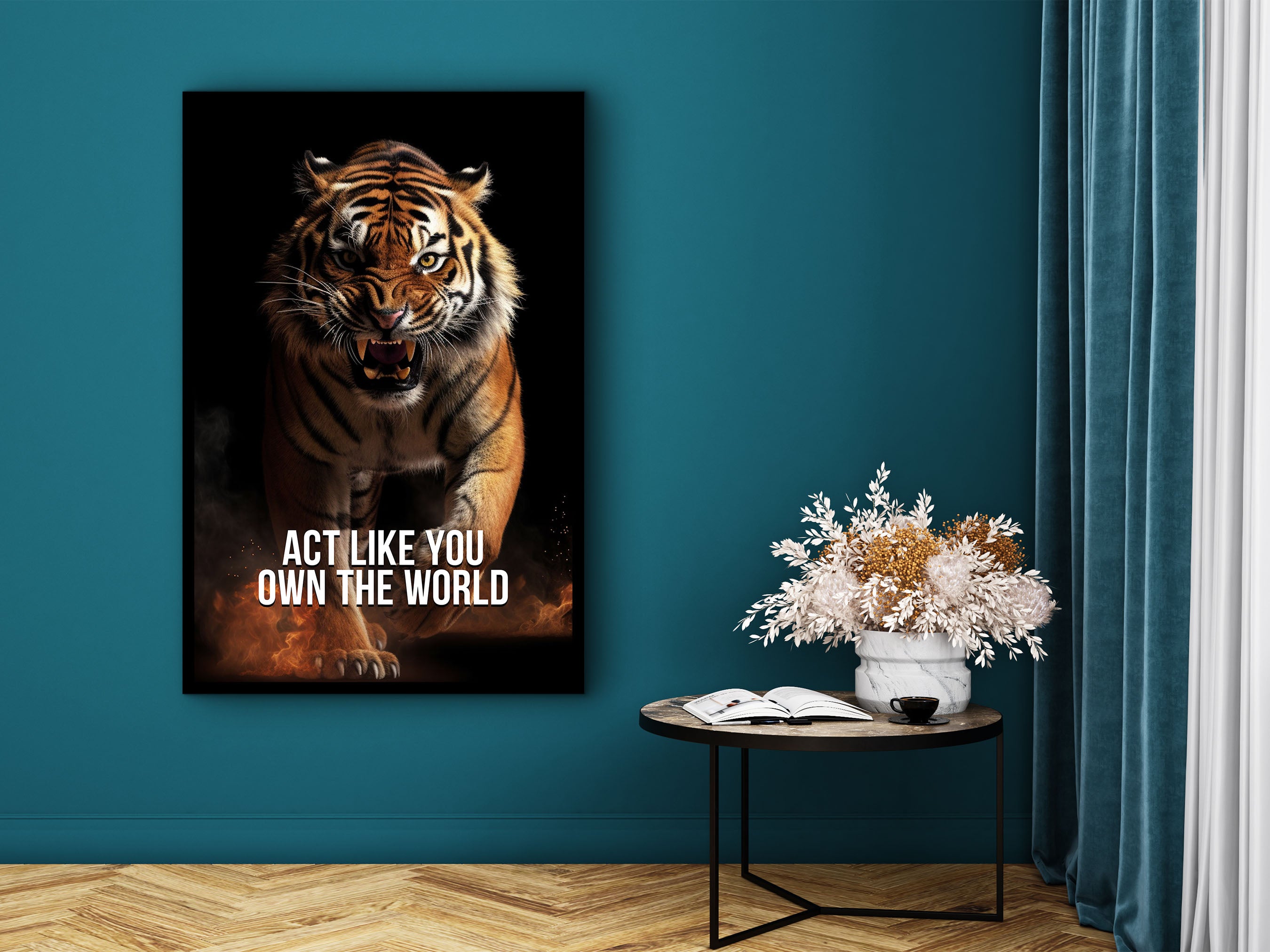 Act Like You Own The World Wall Art, Motivational Canvas Art, Wall Decor with Quotes, Ready to Hang, Gift for Friend, Printed on Black Frame