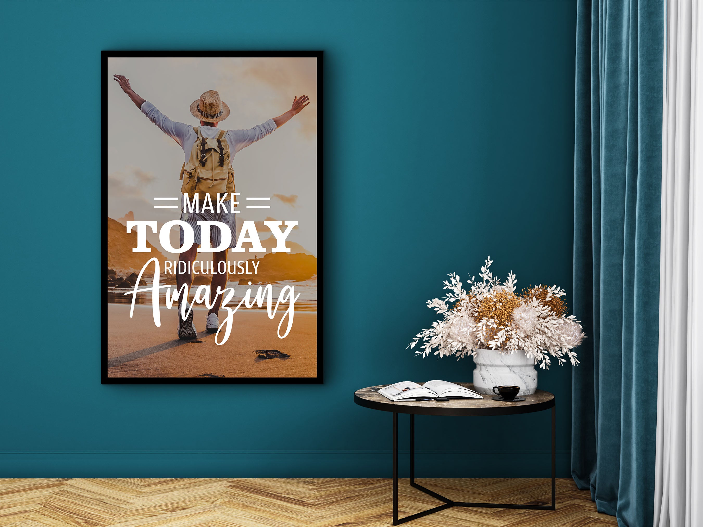 Daily Inspiration Wall Art, Make Today Amazing Canvas, Modern Design Home Office Decor, Ready to Hang, Perfect Gift, Printed on Black Frame