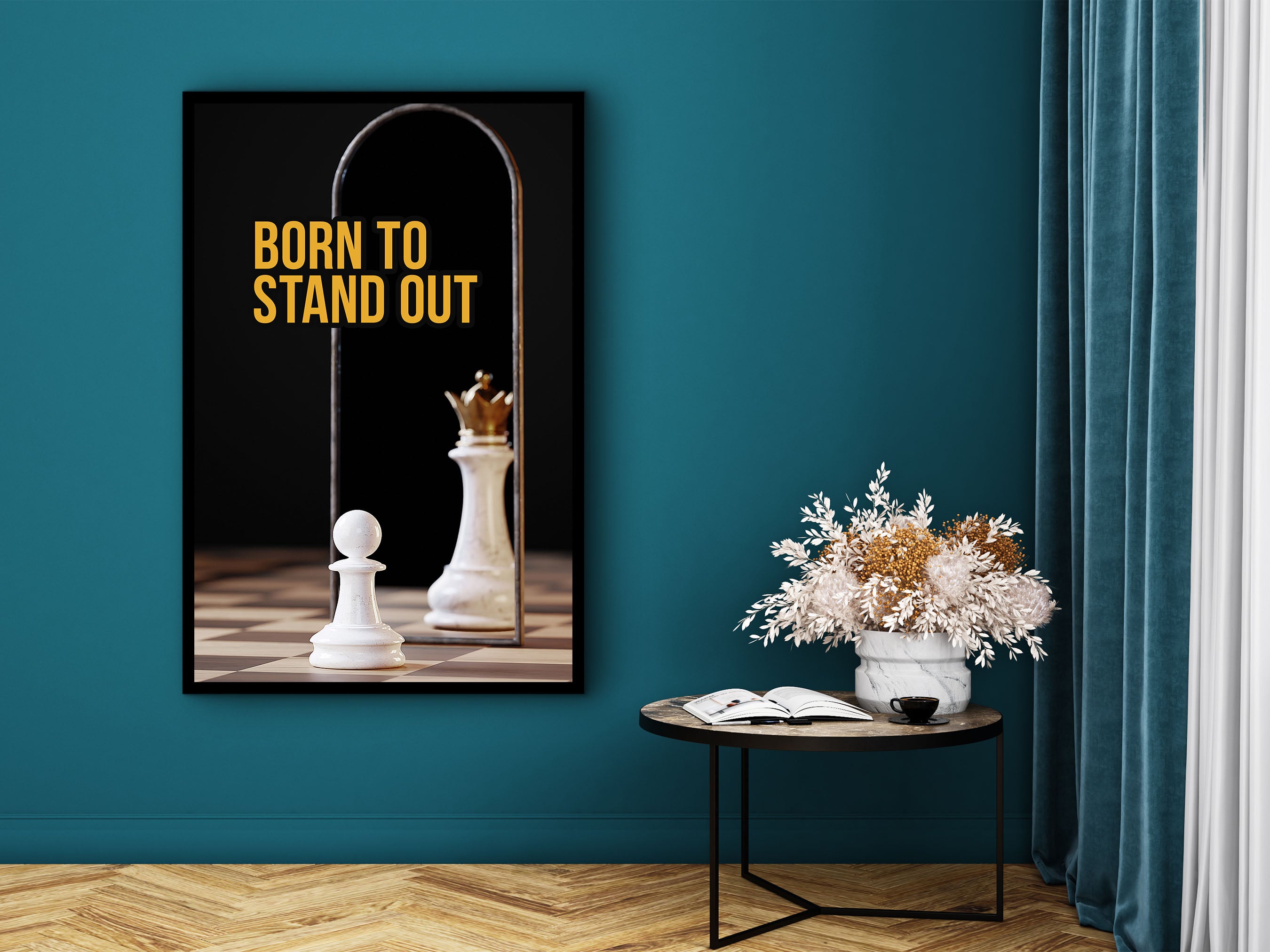 Motivational Poster Wall Art, Born To Stand Out Canvas, Home Wall Decor, Ready to Hang, Perfect Gift for Friend, Printed on Black Frame