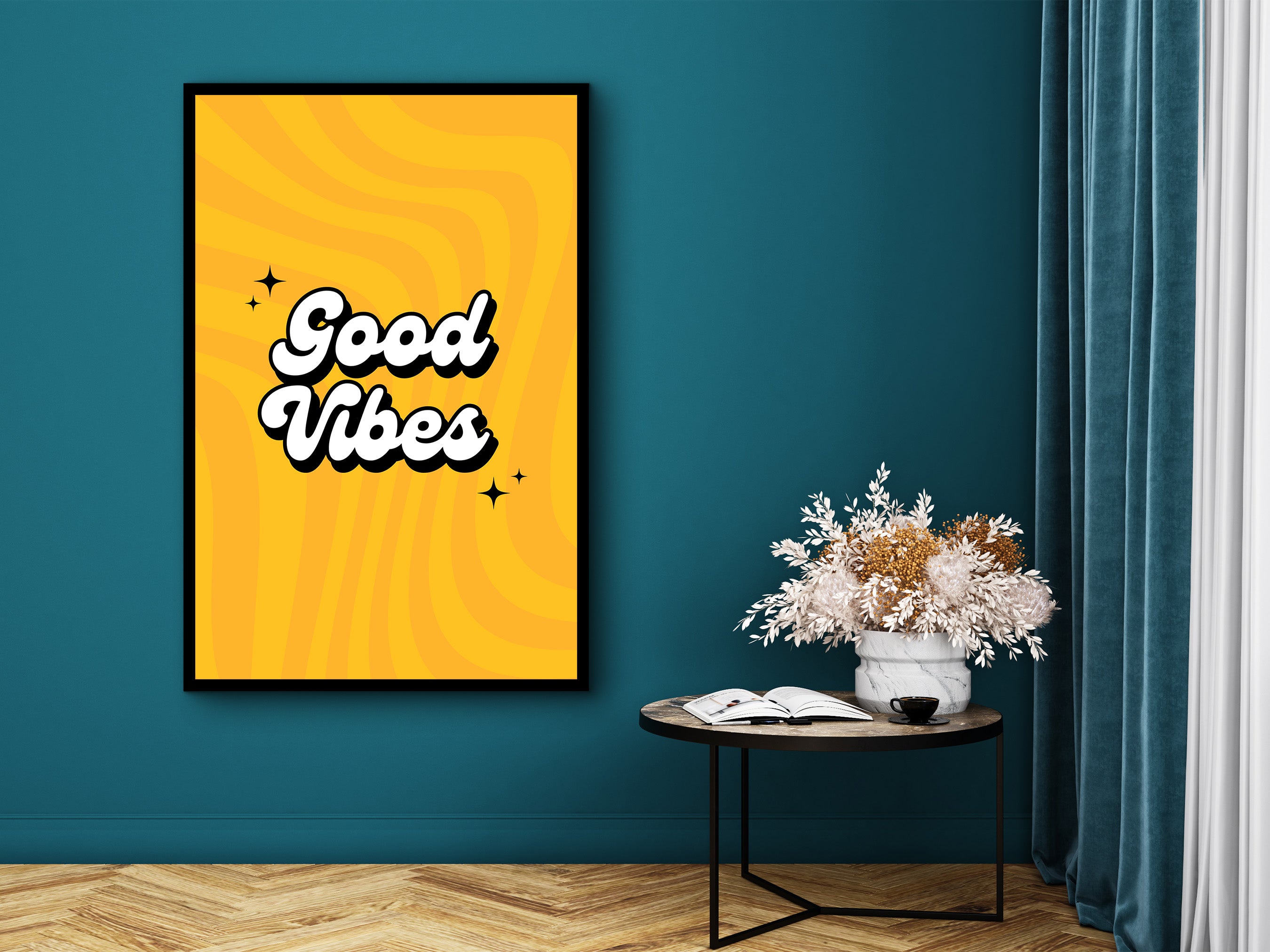 Motivational Poster Canvas, Good Vibes Wall Art, Empowering Quotes Artwork, Ready to Hang, Office Poster Success Art, Printed on Black Frame