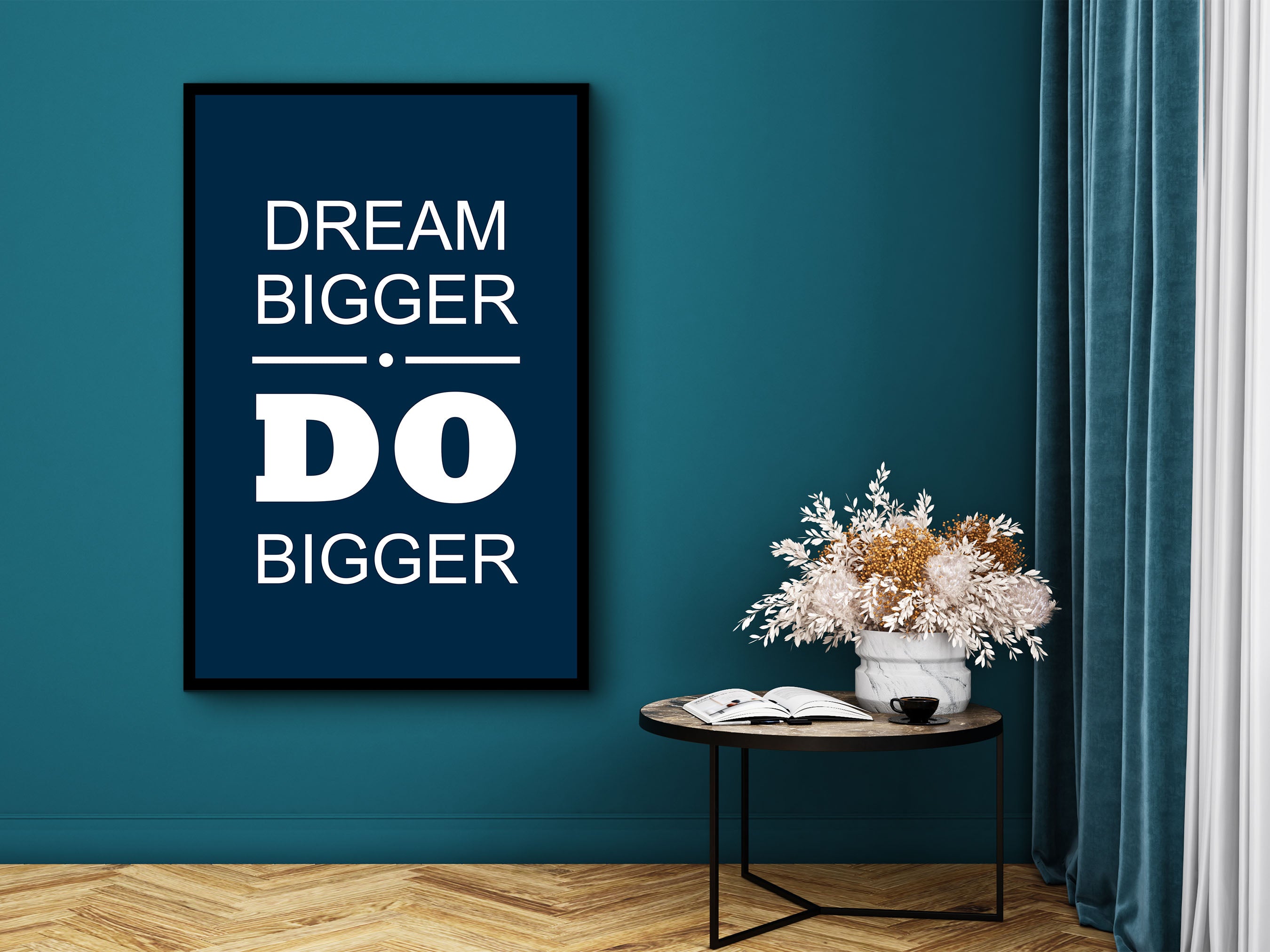 Motivational Wall Art, Dream Bigger Do Bigger Wall Art Canvas, Modern Office Wall Decor Wall Decor, Ready to Hang, Printed on Black Frame