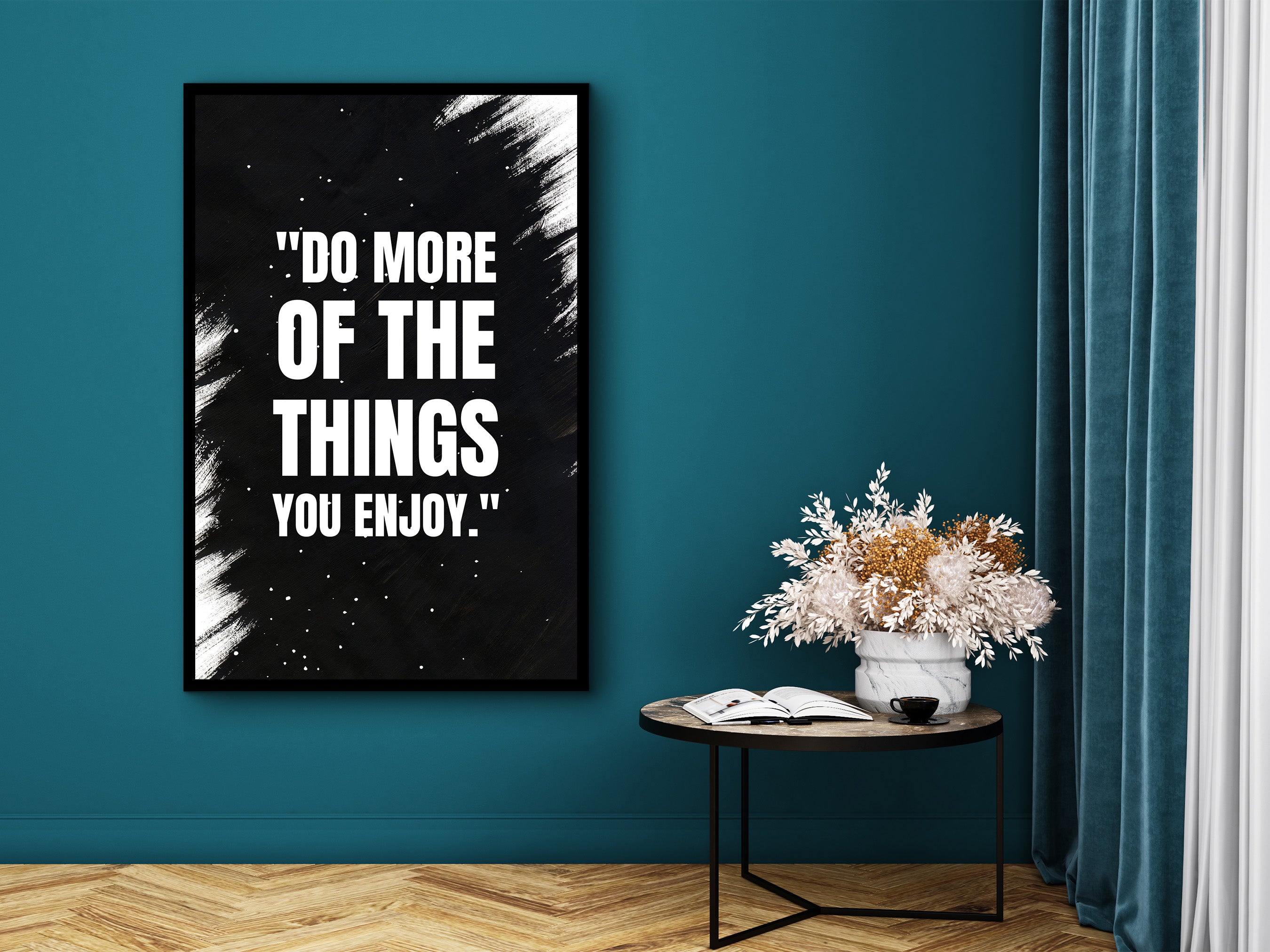 Motivational Wall Art, "Do More of The Things You Enjoy" Wall Art Canvas, Personal Growth Artwork, Wall Hanging Gift, Printed on Black Frame