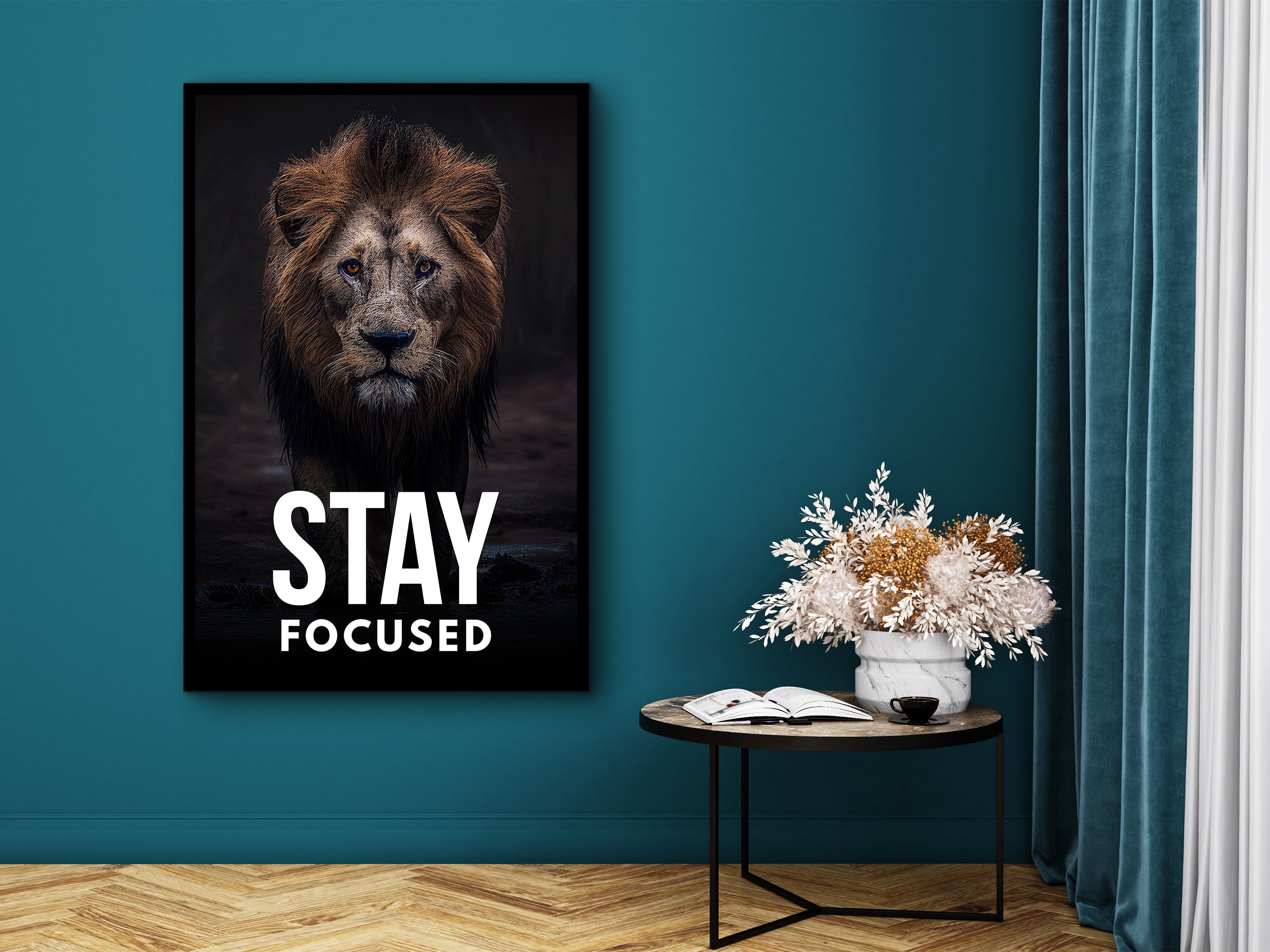 Stay Focused Wall Art, Motivational Canvas Art, Modern Home & Office Wall Decor, Ready to Hang, Gift Idea for Him, Printed on Black Frame