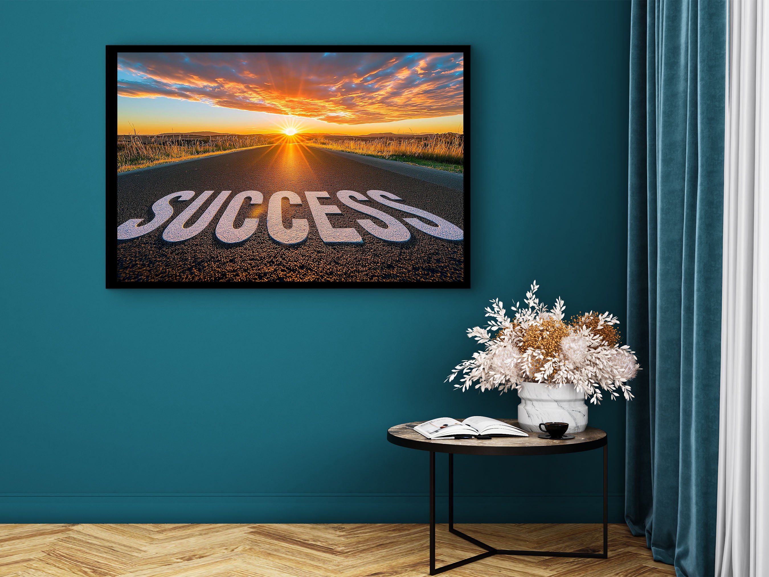 Motivational Wall Art, Success Wall Art Canvas, Modern Design Home & Office Decor, Ready to Hang, Gift Idea for her, Printed on Black Frame