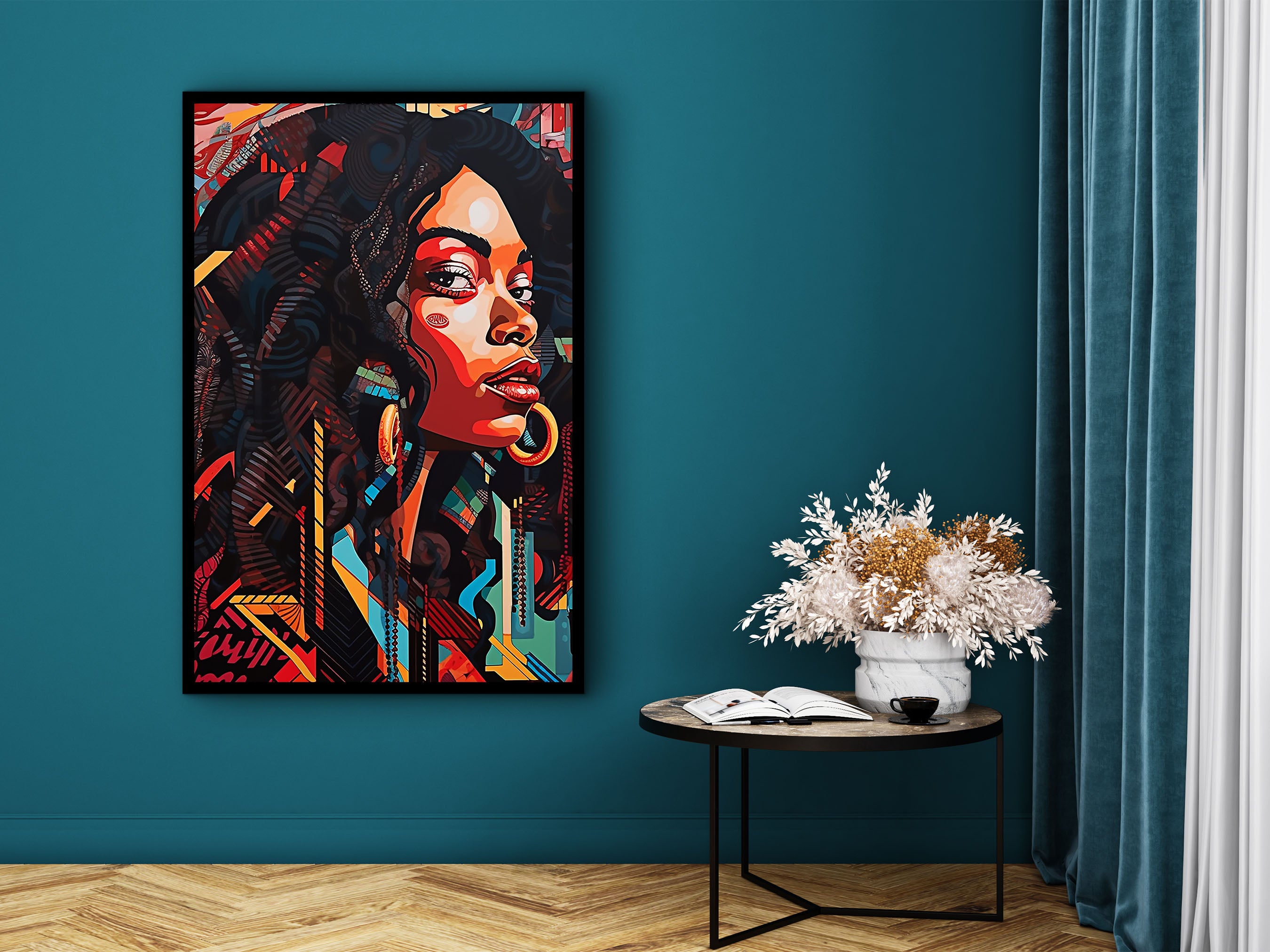 Woman Canvas Wall Art, Home and Office Decor, Modern Design Canvas Print Art, Psychedelic Wall Art, Unique Gift Idea, Printed on Black Frame