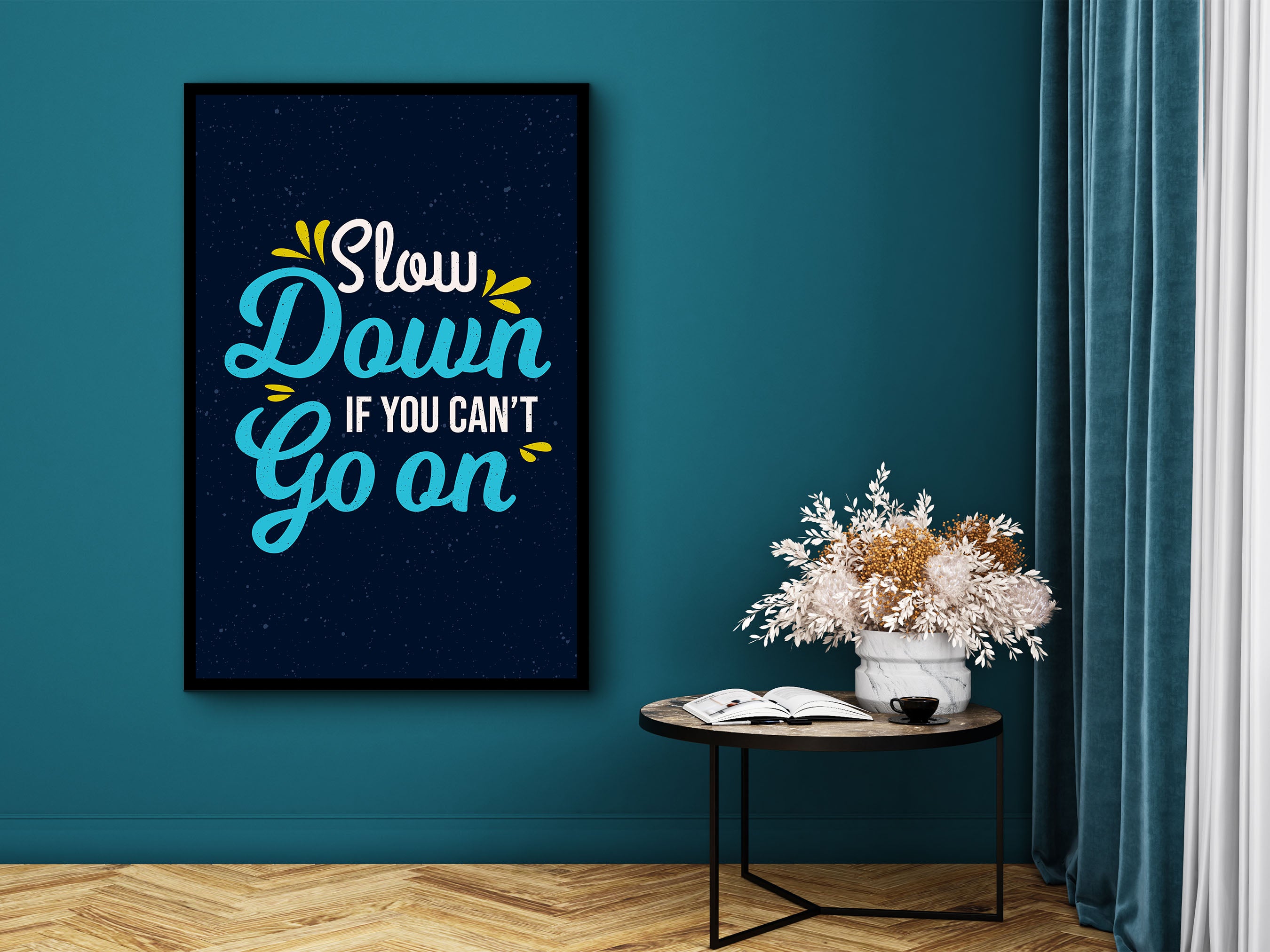 Motivational Wall Art, Slow Down If You Can't Go On Canvas, Home & Office Wall Decor, Growth Mindset Art, Quotes Art, Printed on Black Frame