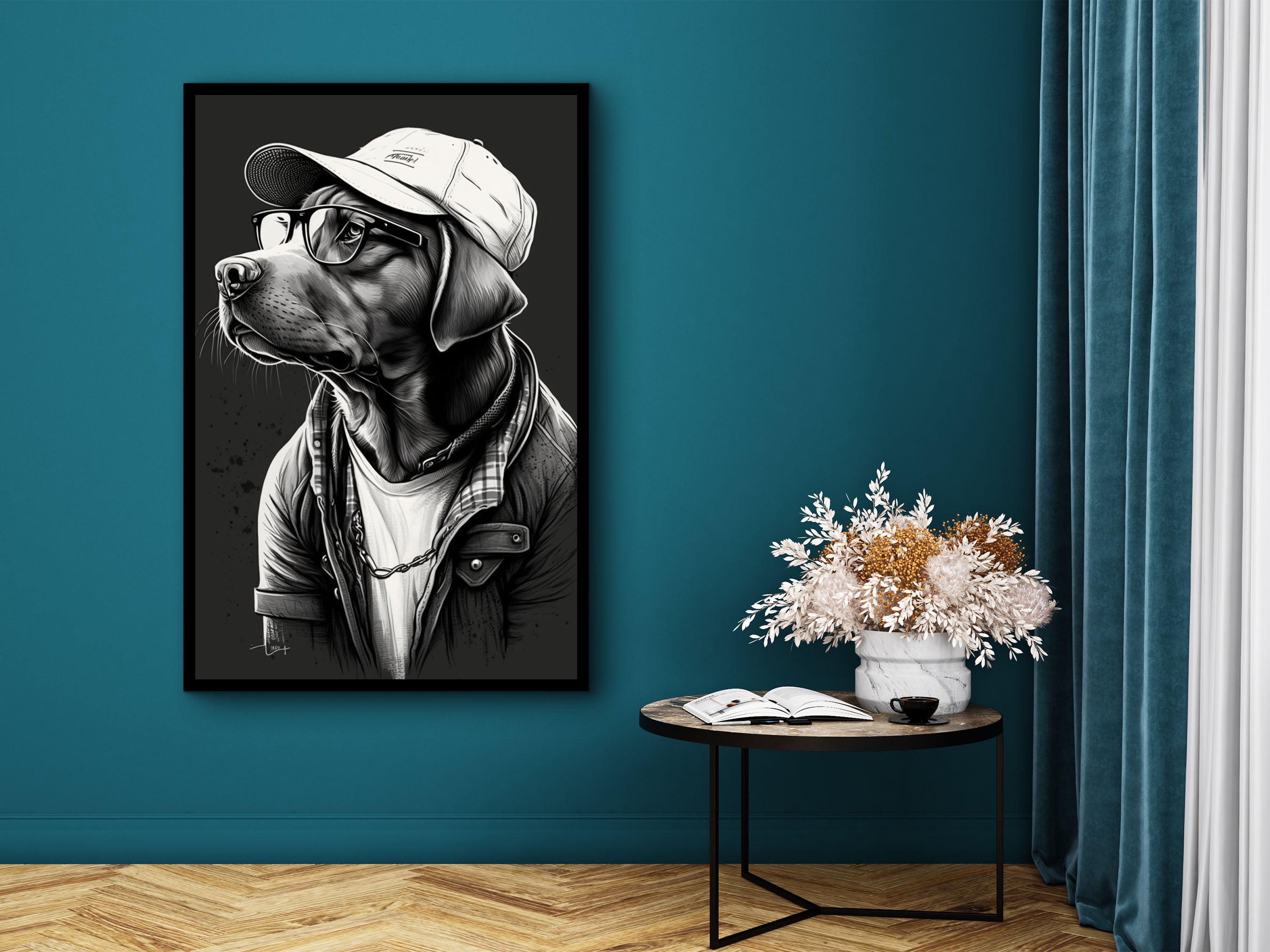 Dog Canvas Wall Art, Animals Modern Design Home Decor, Ready to Hang, Dog Canvas Print, Pet Them Decor, Perfect Gift, Printed on Black Frame