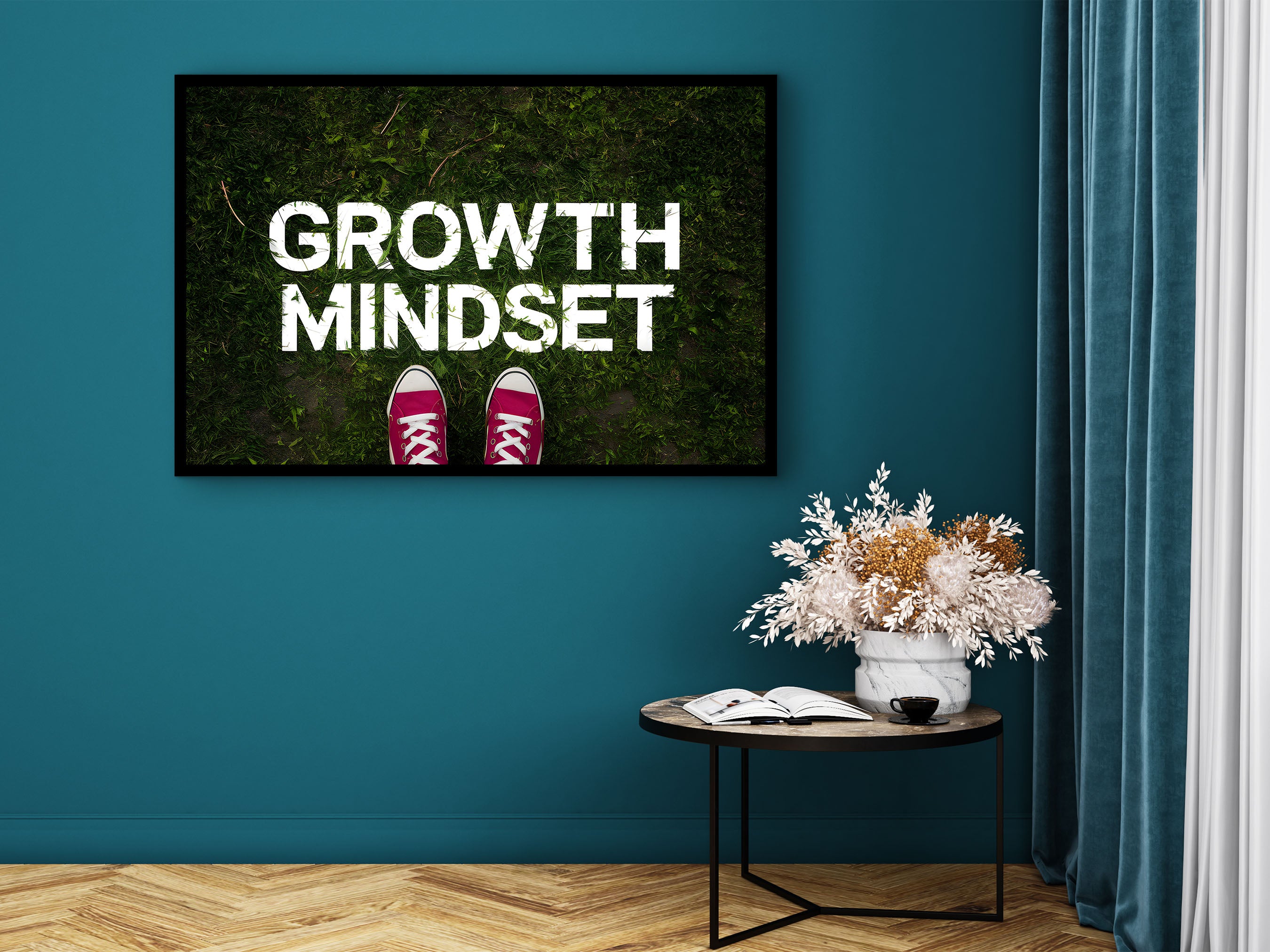 Motivational Wall Art, Growth Mindset Canvas, Modern Design Home & Office Decor, Ready to Hang, Gift Idea For Him, Printed on Black Frame