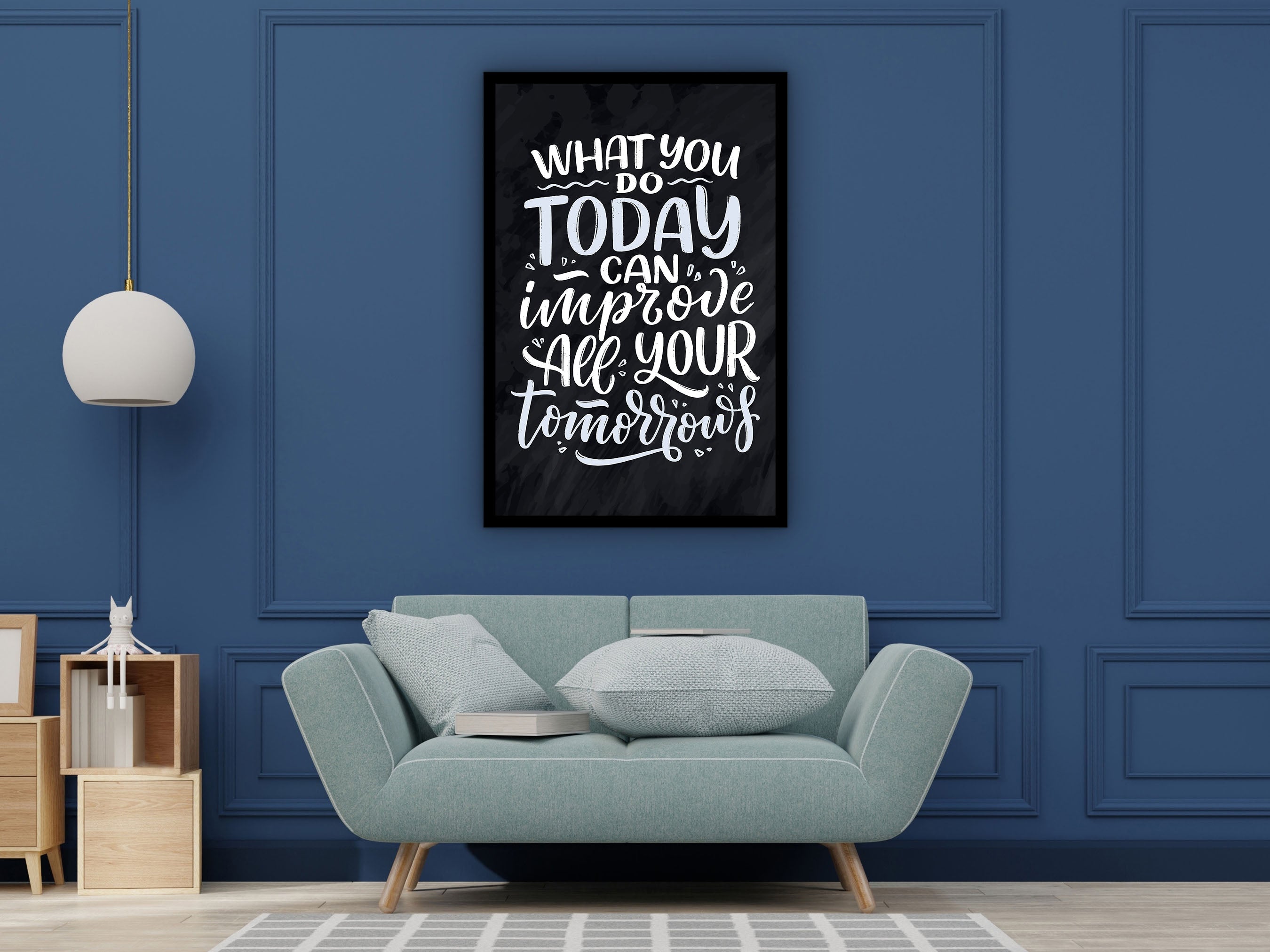 Self Motivation Wall Art, What You Do Today Can Improve Tomorrows Canvas, Home and Office Wall Decor, Perfect Gift, Printed on Black Frame