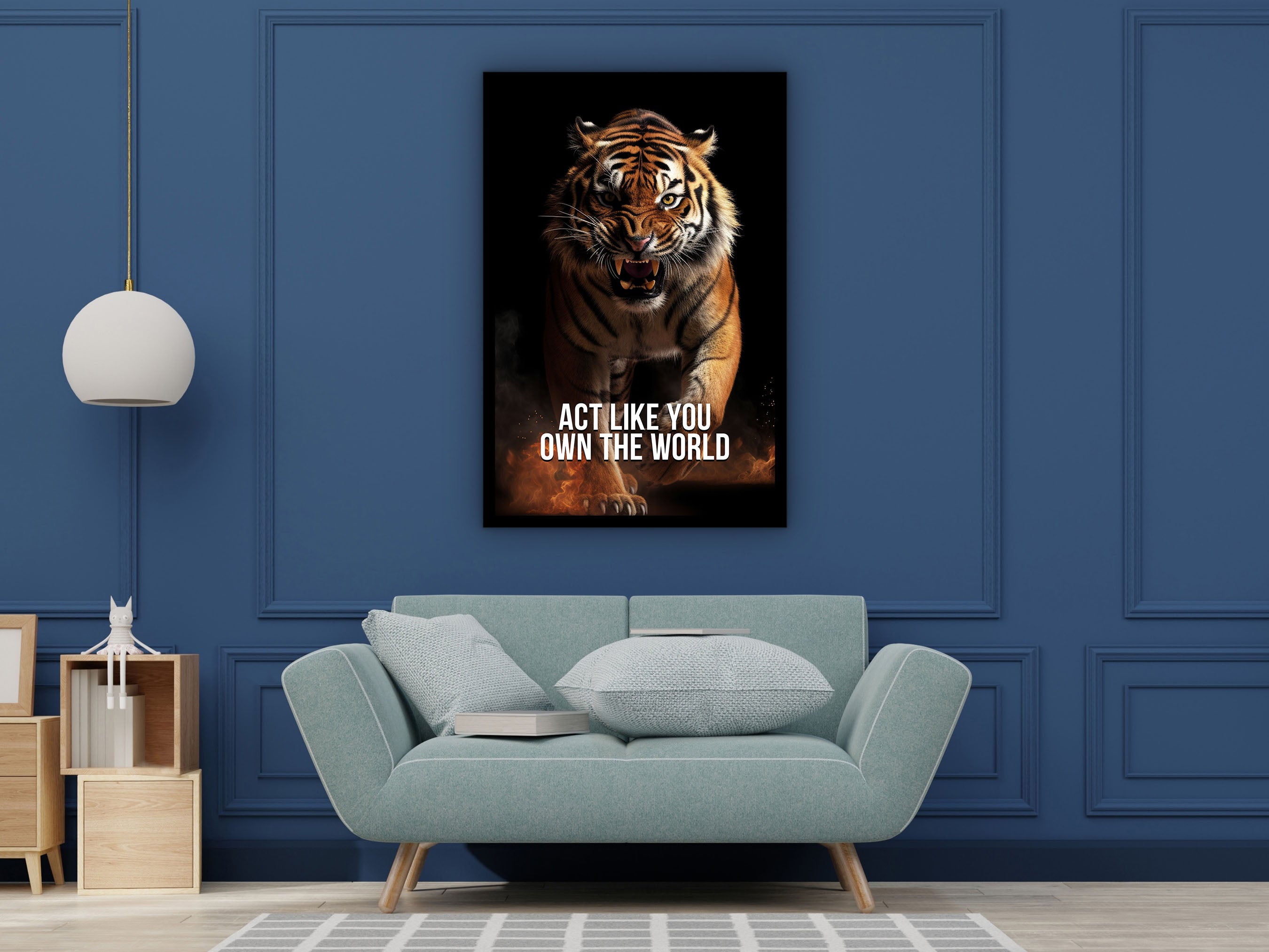 Act Like You Own The World Wall Art, Motivational Canvas Art, Wall Decor with Quotes, Ready to Hang, Gift for Friend, Printed on Black Frame