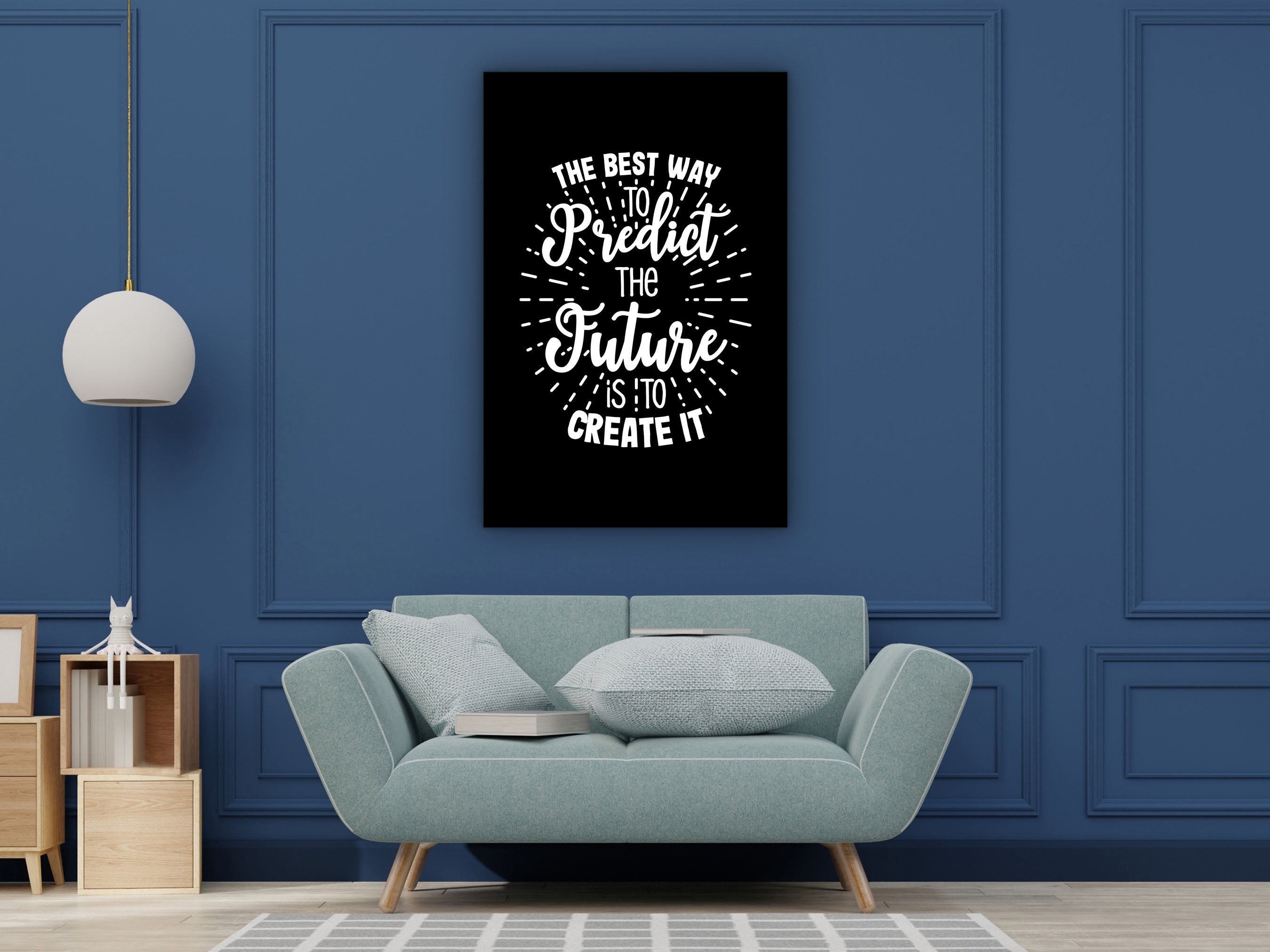 Motivational Poster Wall Art, The Best Way to Predict the Future Is to Create It Canvas, Ready to Hang Birthday Gift, Printed on Black Frame