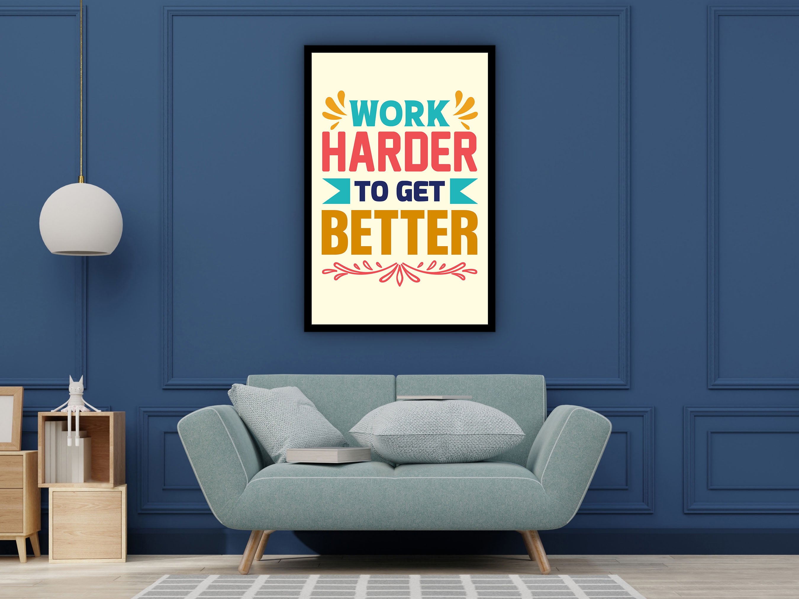 Work Harder to Get Better Wall Art Canvas, Motivational Quote Art, Home and Office Decor, Ready to Hang, Unique Gift, Printed on Black Frame