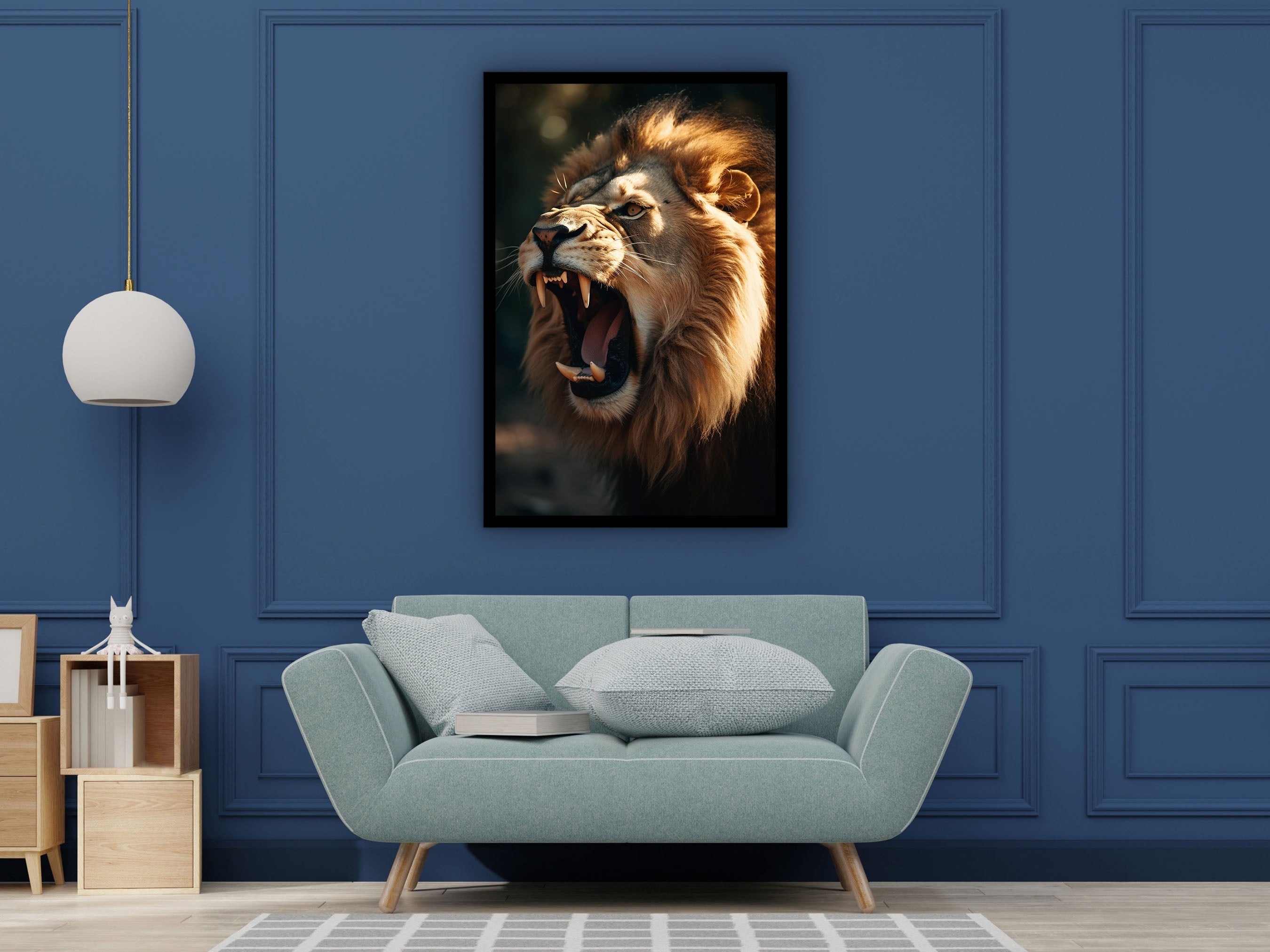 Lion Canvas Wall Art, Animal Modern Home Decor, Poster Wall Decor, Ready to Hang, Lion Poster Print, Perfect Gift, Printed on Black Frame