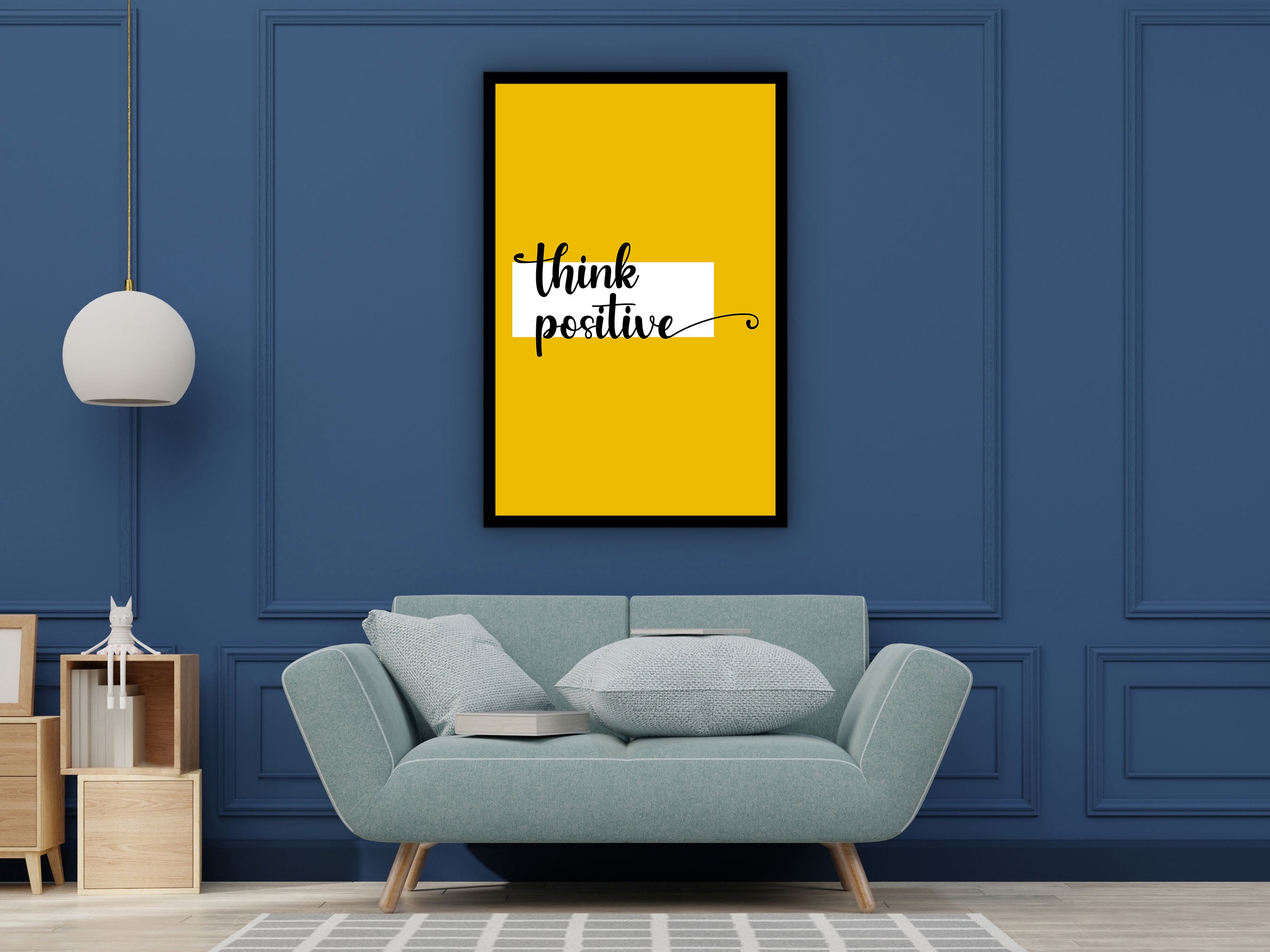 Daily Inspiration Wall Art, Think Positive Canvas, Home and Office Decor, Quotes Affirmation Artwork, Ready to Hang, Printed on Black Frame