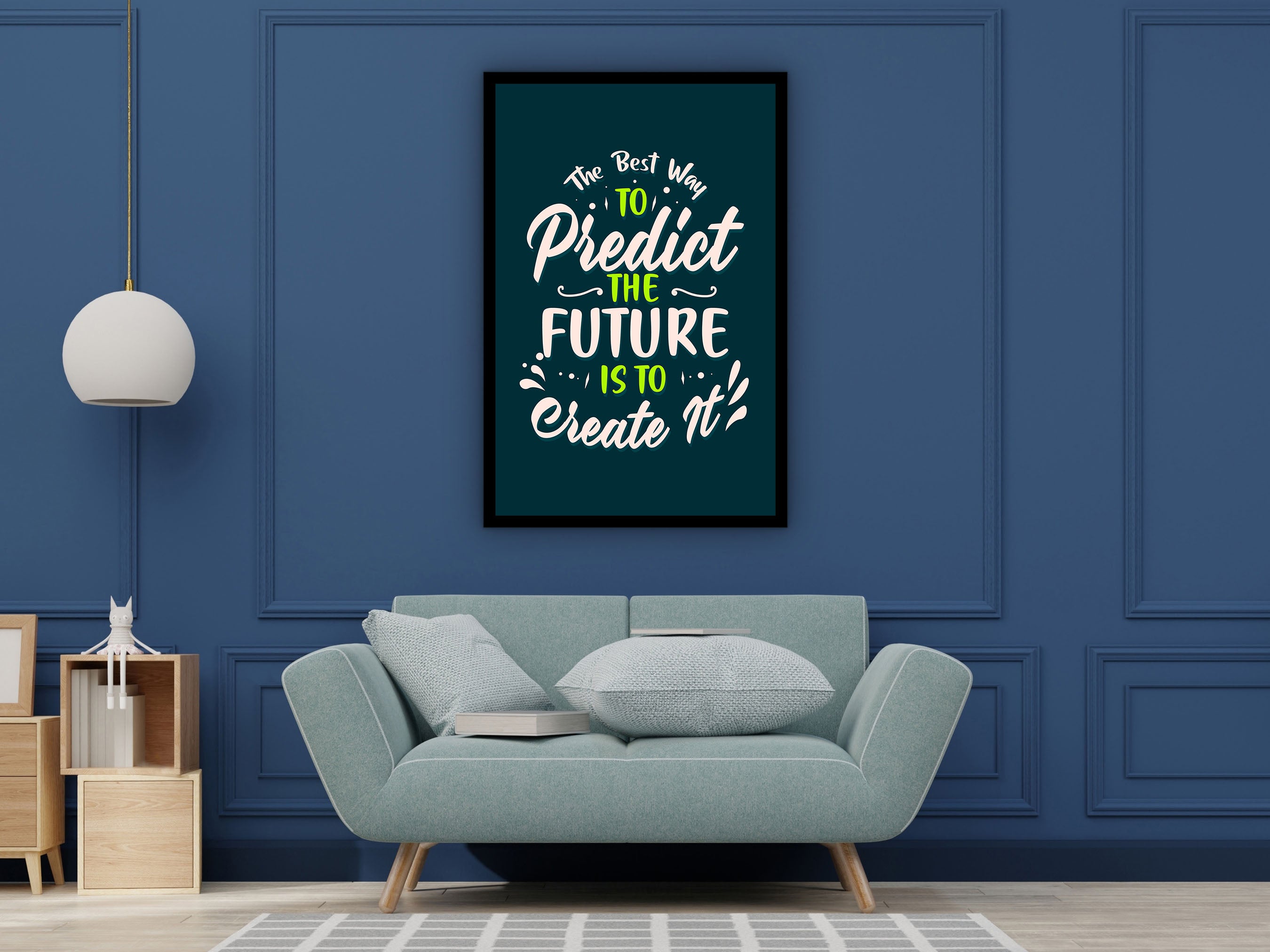 Motivational Wall Art, The Best Way to Predict the Future Is to Create It Canvas, Home & Office Decor, Read to Hang, Printed on Black Frame