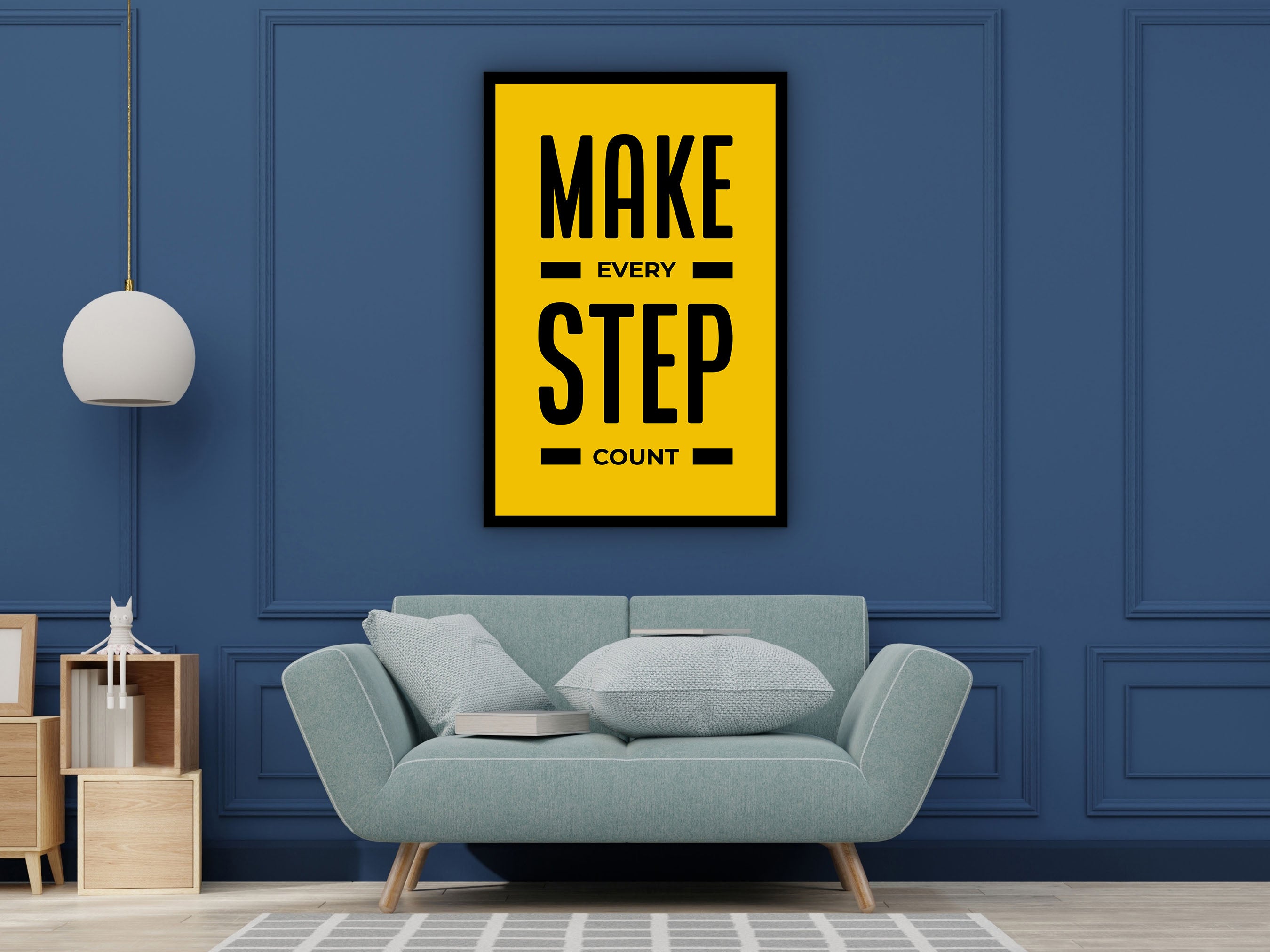 Motivational Wall Art, Make Every Step Count Canvas, Modern Office Wall Hanging, Home Decor, Perfect Gift for Her, Printed on Black Frame