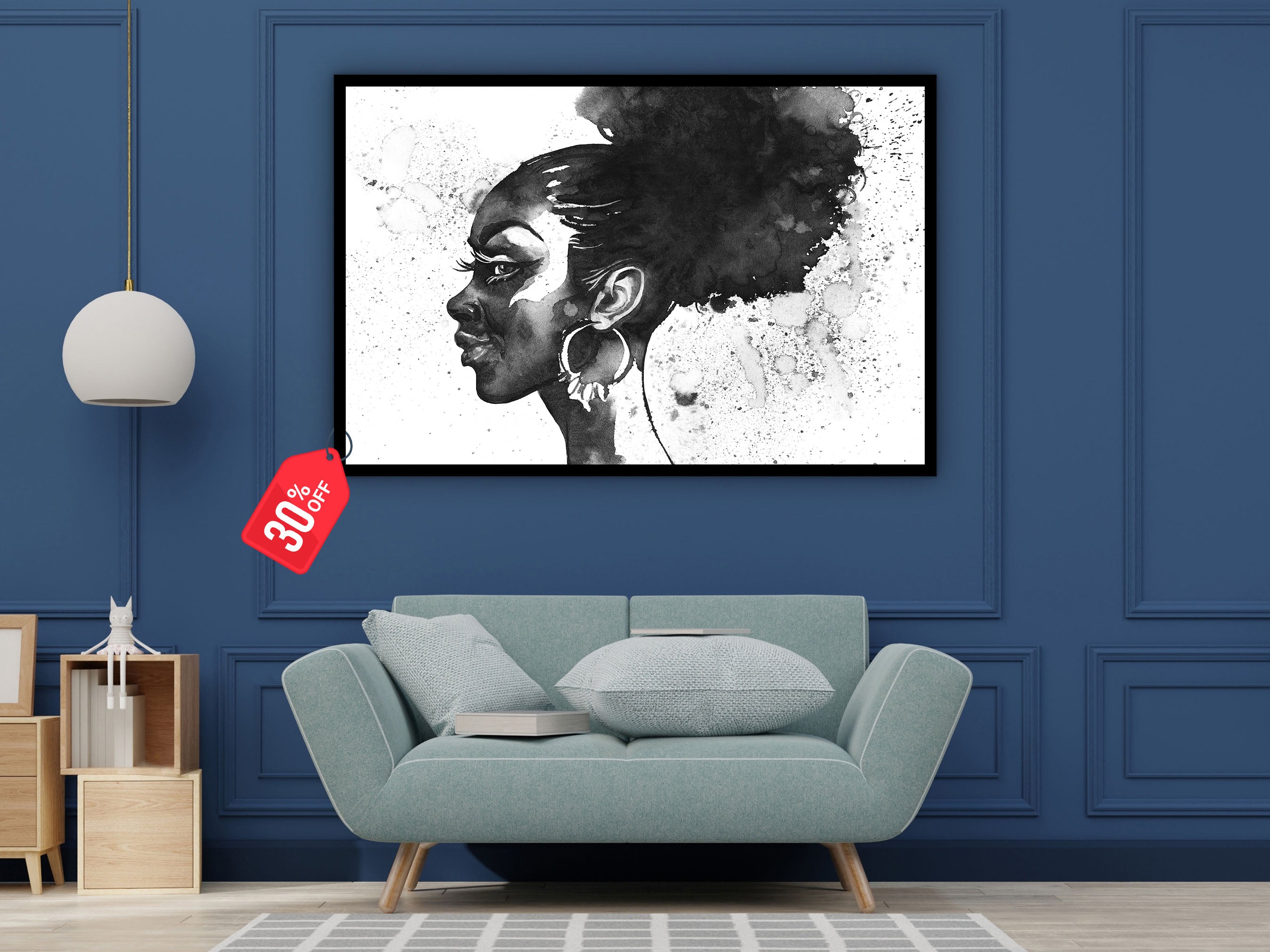 lady hair Modern Canvas Wall Art, Modern Design Home Decor, Ready to Hang, Unique Gift