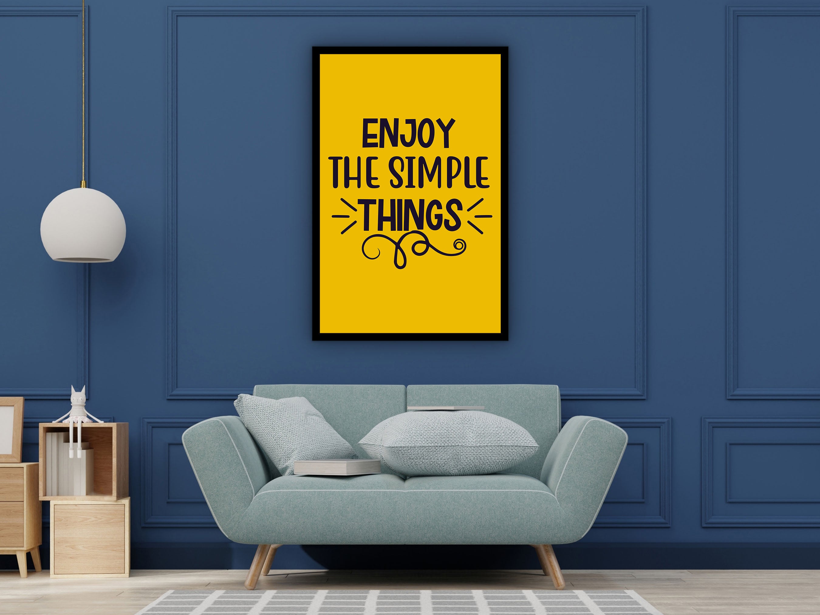 Positive Quotes Wall Art, Enjoy the Simple Things Canvas, Affirmation Artwork, Home & Office Decor, Perfect Gift, Printed on Black Frame