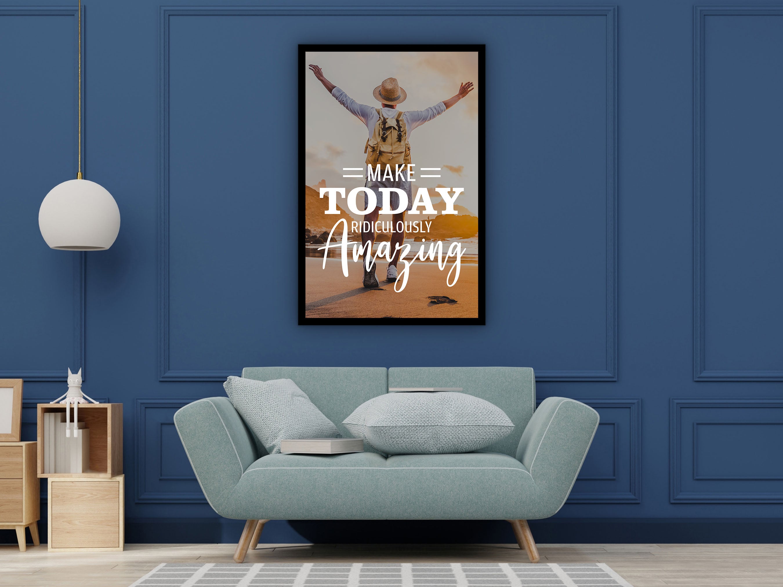 Daily Inspiration Wall Art, Make Today Amazing Canvas, Modern Design Home Office Decor, Ready to Hang, Perfect Gift, Printed on Black Frame