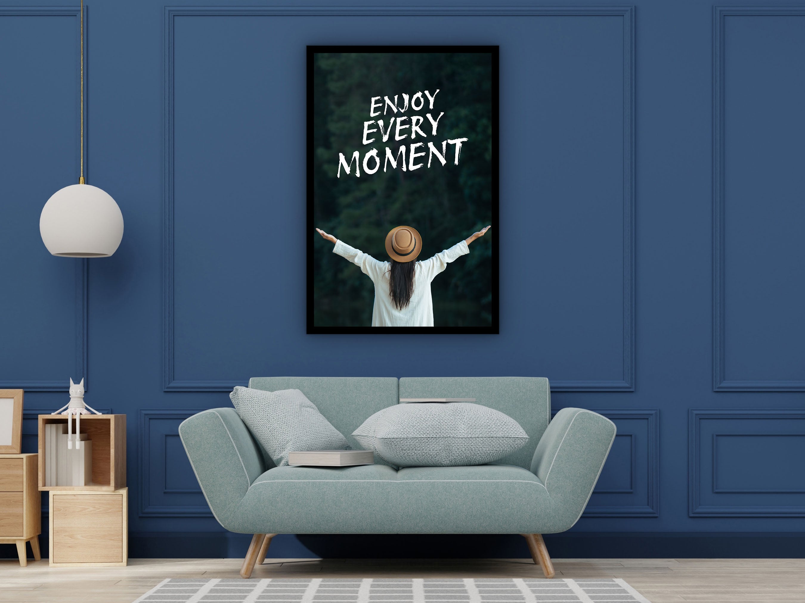 Inspiration Wall Art, Enjoy Every Moment Canvas, Life Quote Print Art, Home & Office Wall Decor, Unique Gift for Her, Printed on Black Frame