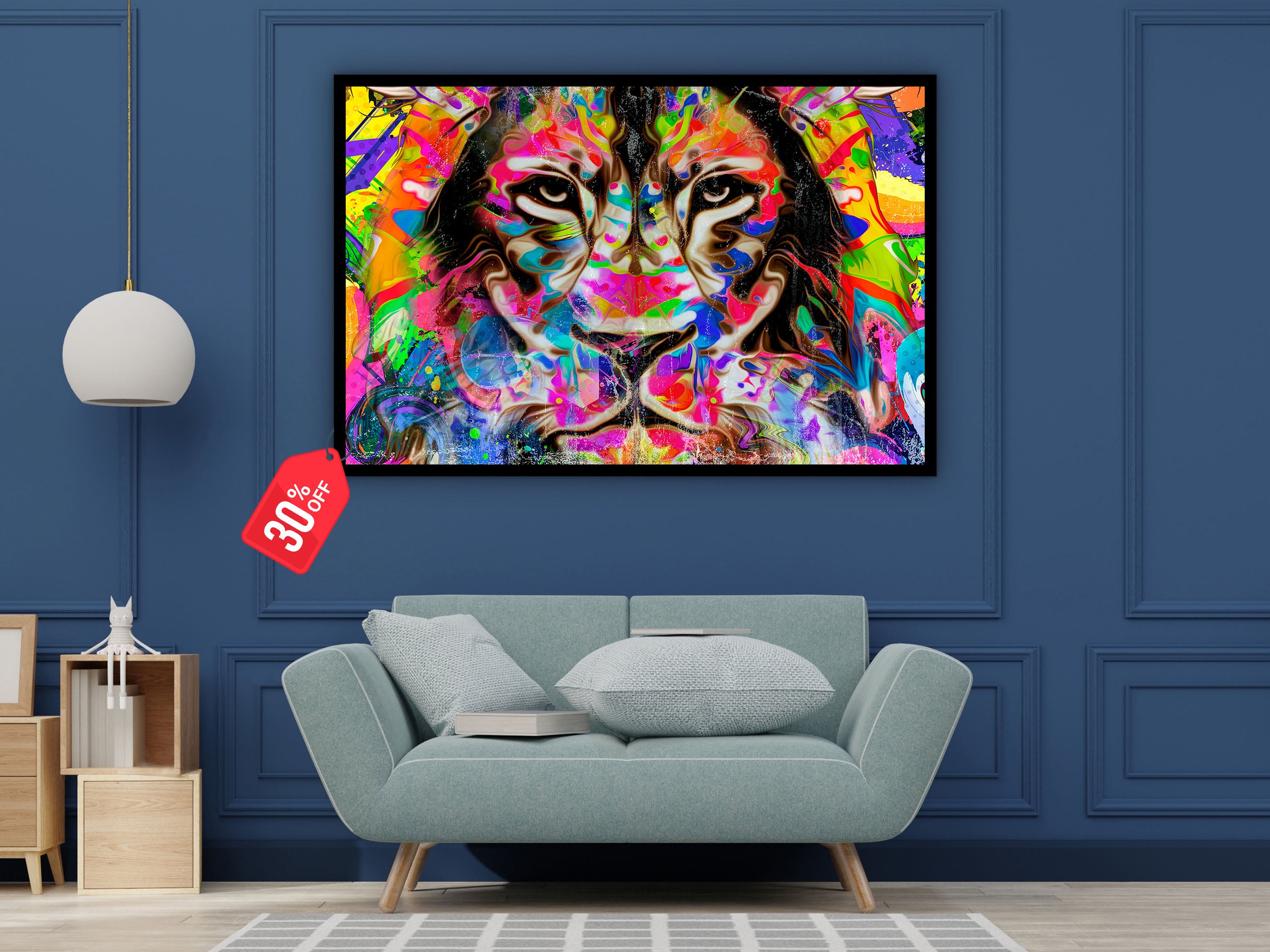 Motivation Modern Lion Canvas Wall Art, Modern Design Home Decor, Ready to Hang, Unique Gift