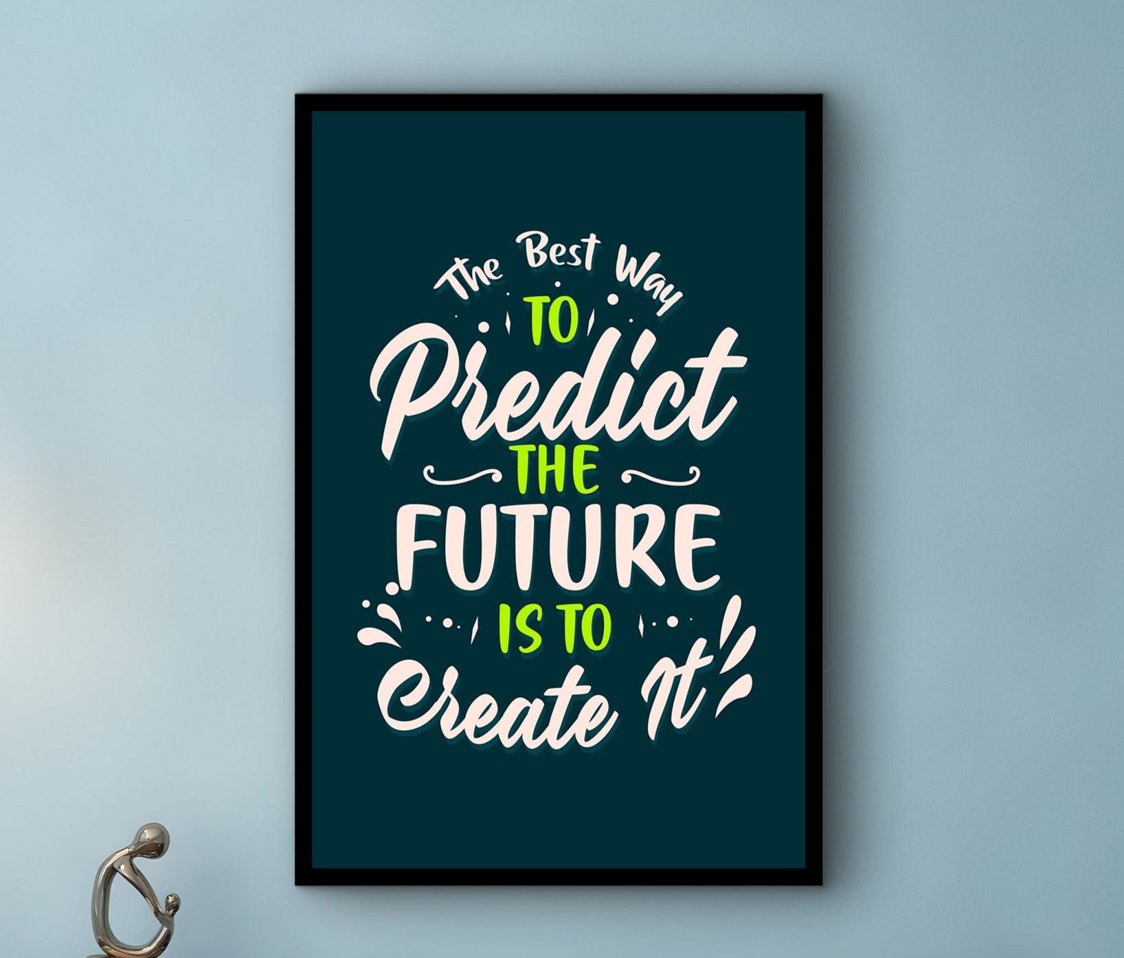 Motivational Wall Art, The Best Way to Predict the Future Is to Create It Canvas, Home & Office Decor, Read to Hang, Printed on Black Frame